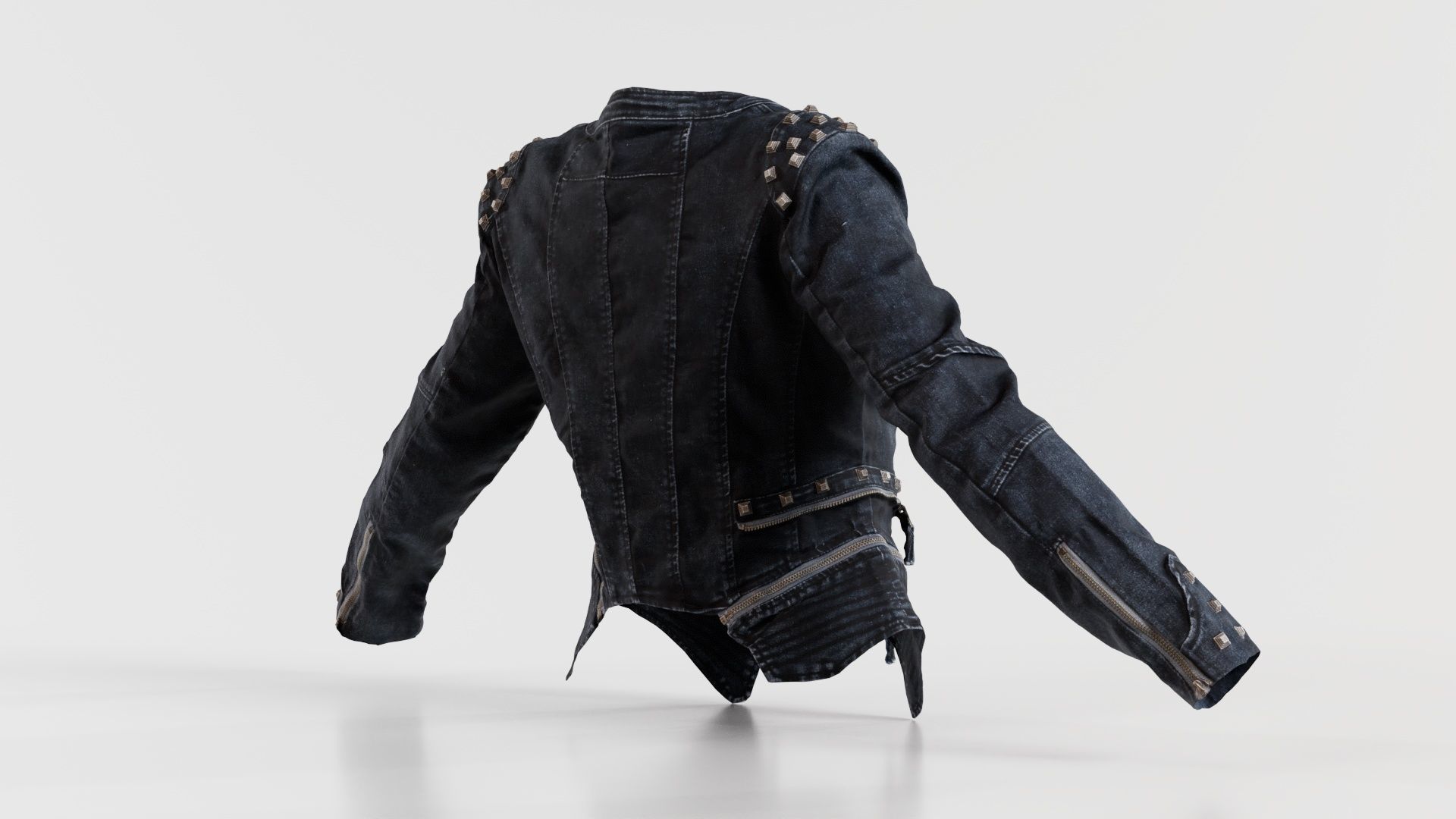 Spiky Jeans Jacket Low-poly 3D model_7