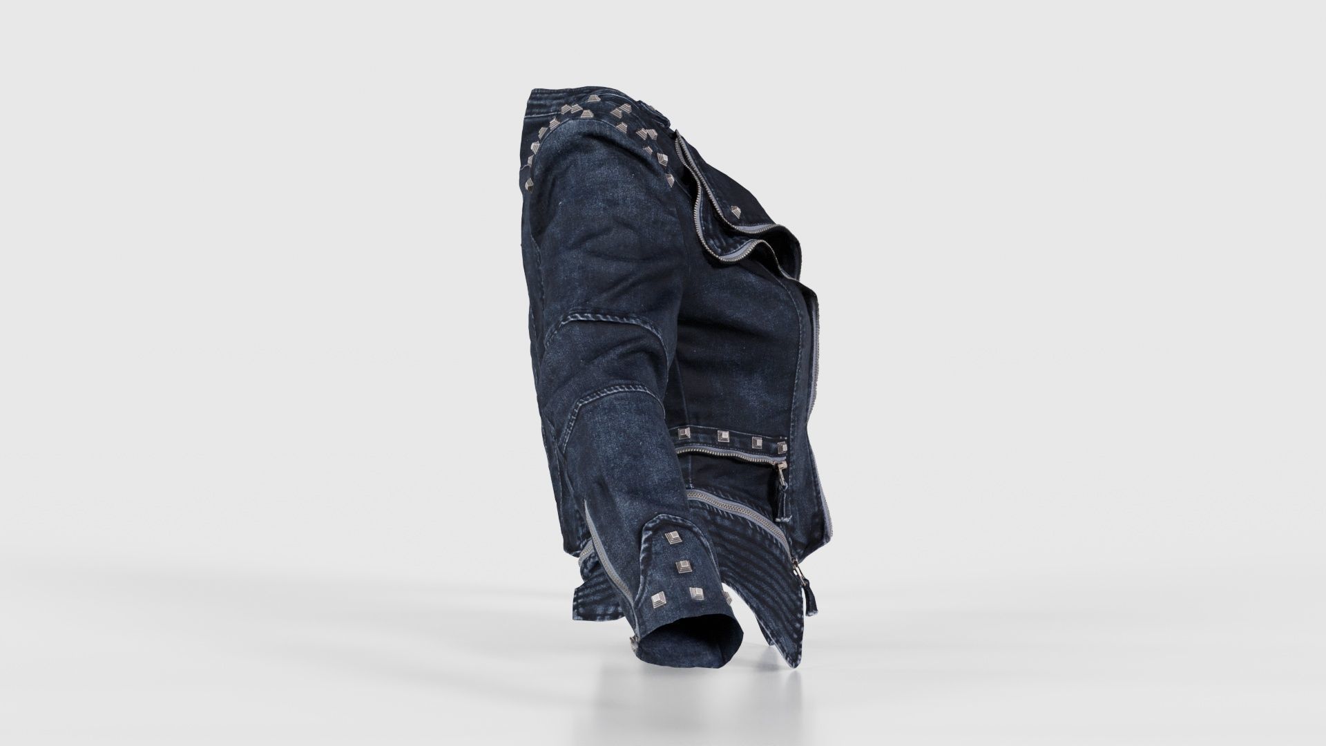 Spiky Jeans Jacket Low-poly 3D model_18