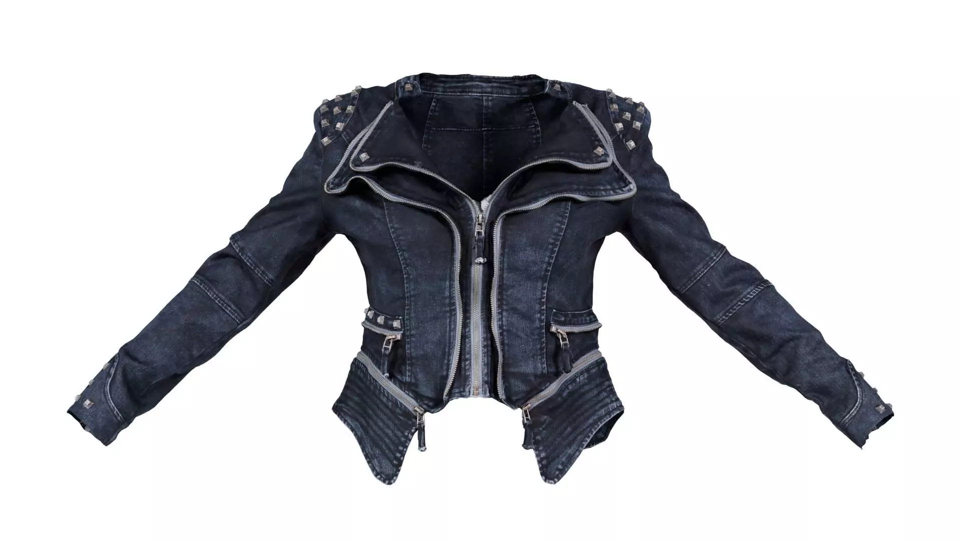 Spiky Jeans Jacket Low-poly 3D model_0