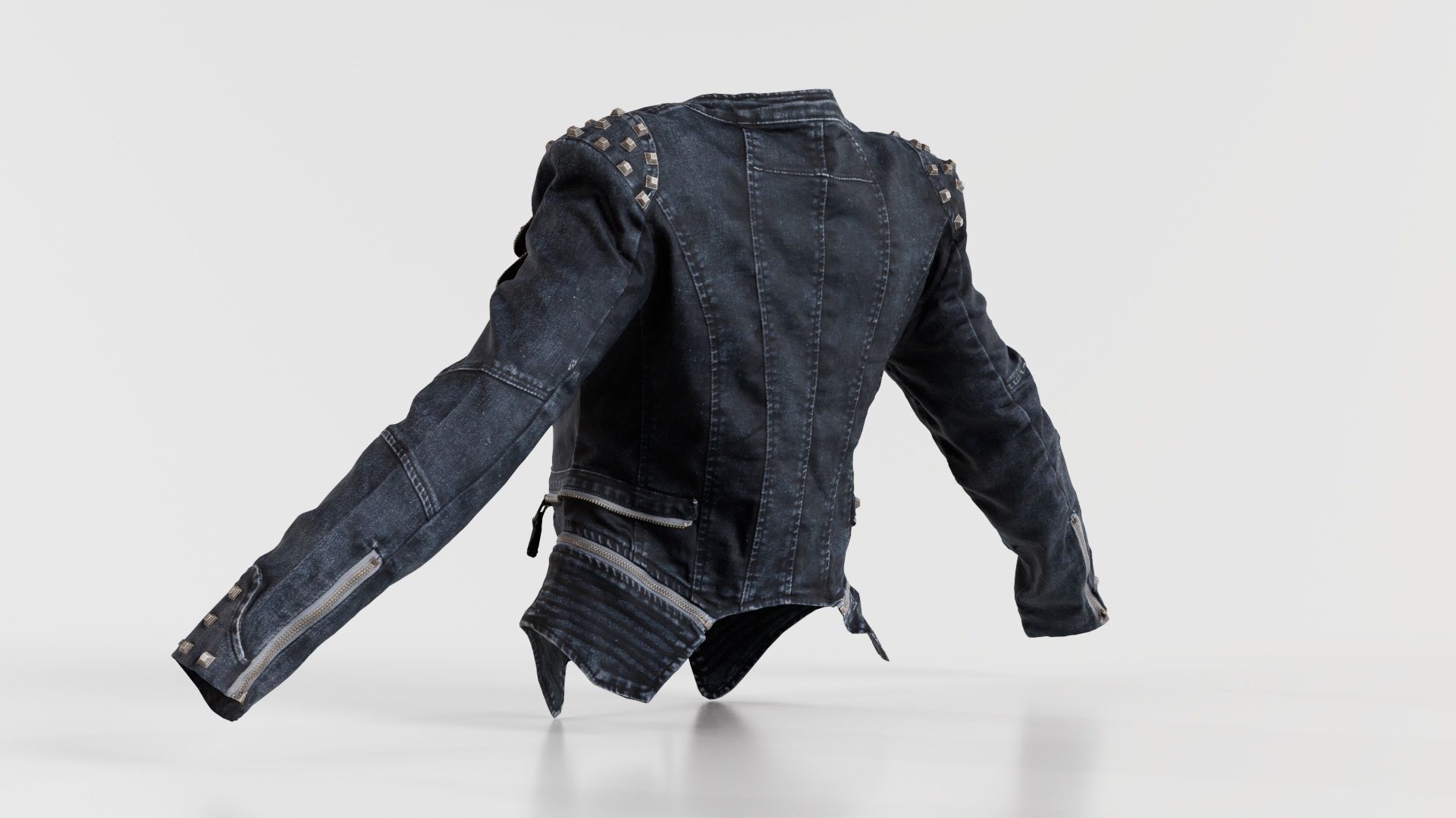 Spiky Jeans Jacket Low-poly 3D model_5