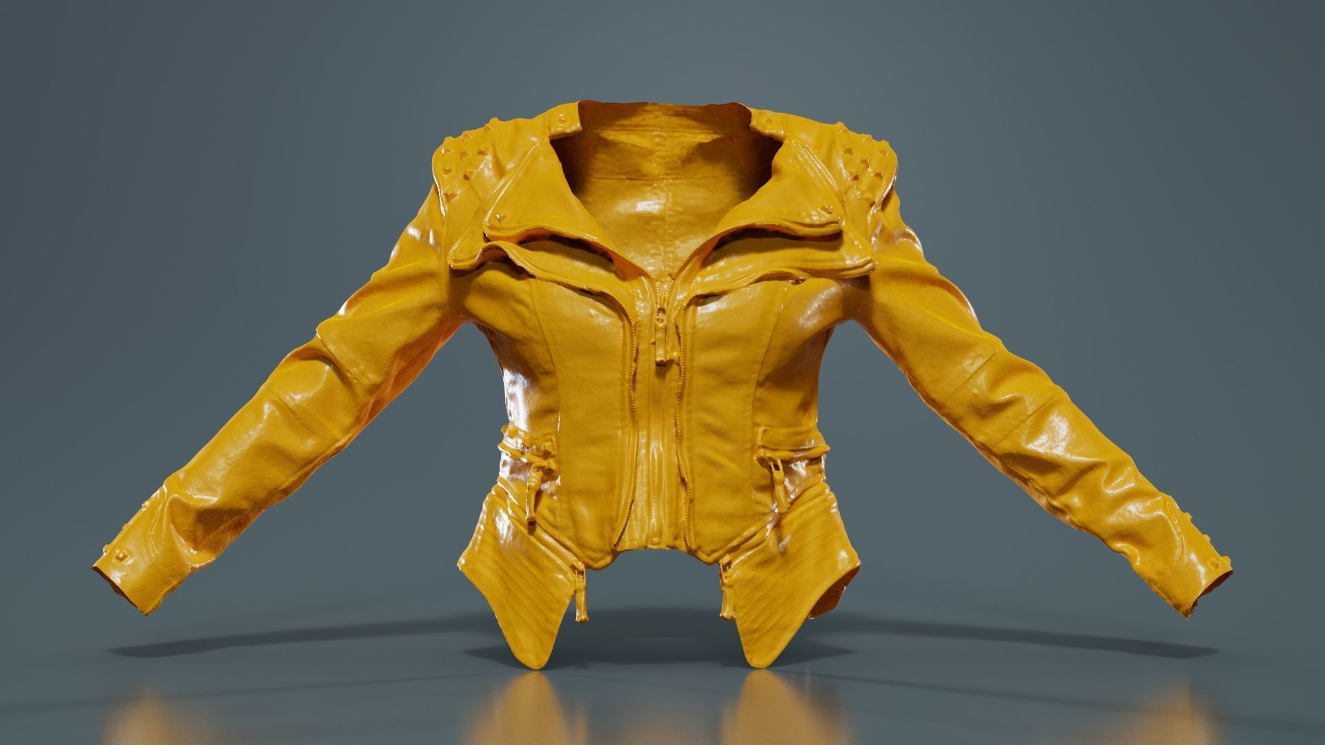 Spiky Jeans Jacket Low-poly 3D model_12