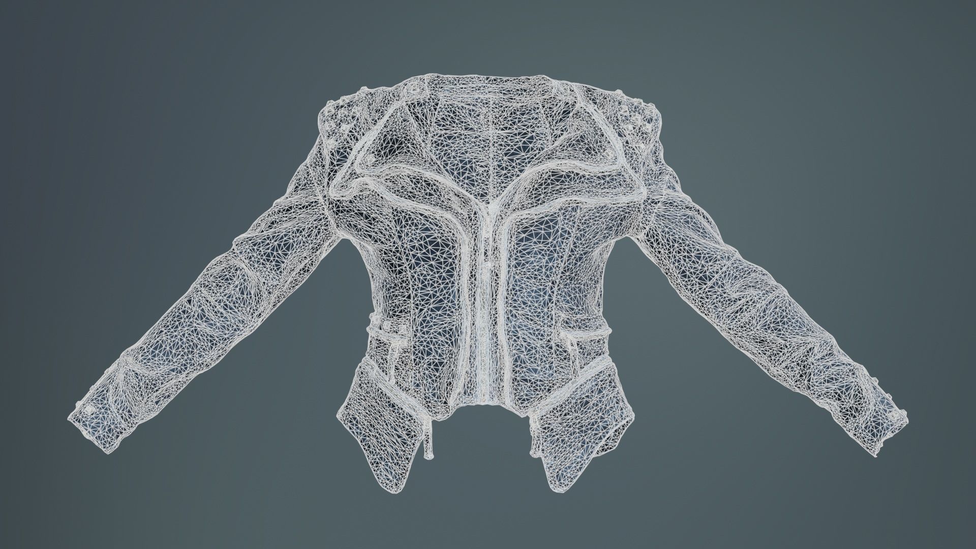 Spiky Jeans Jacket Low-poly 3D model_9