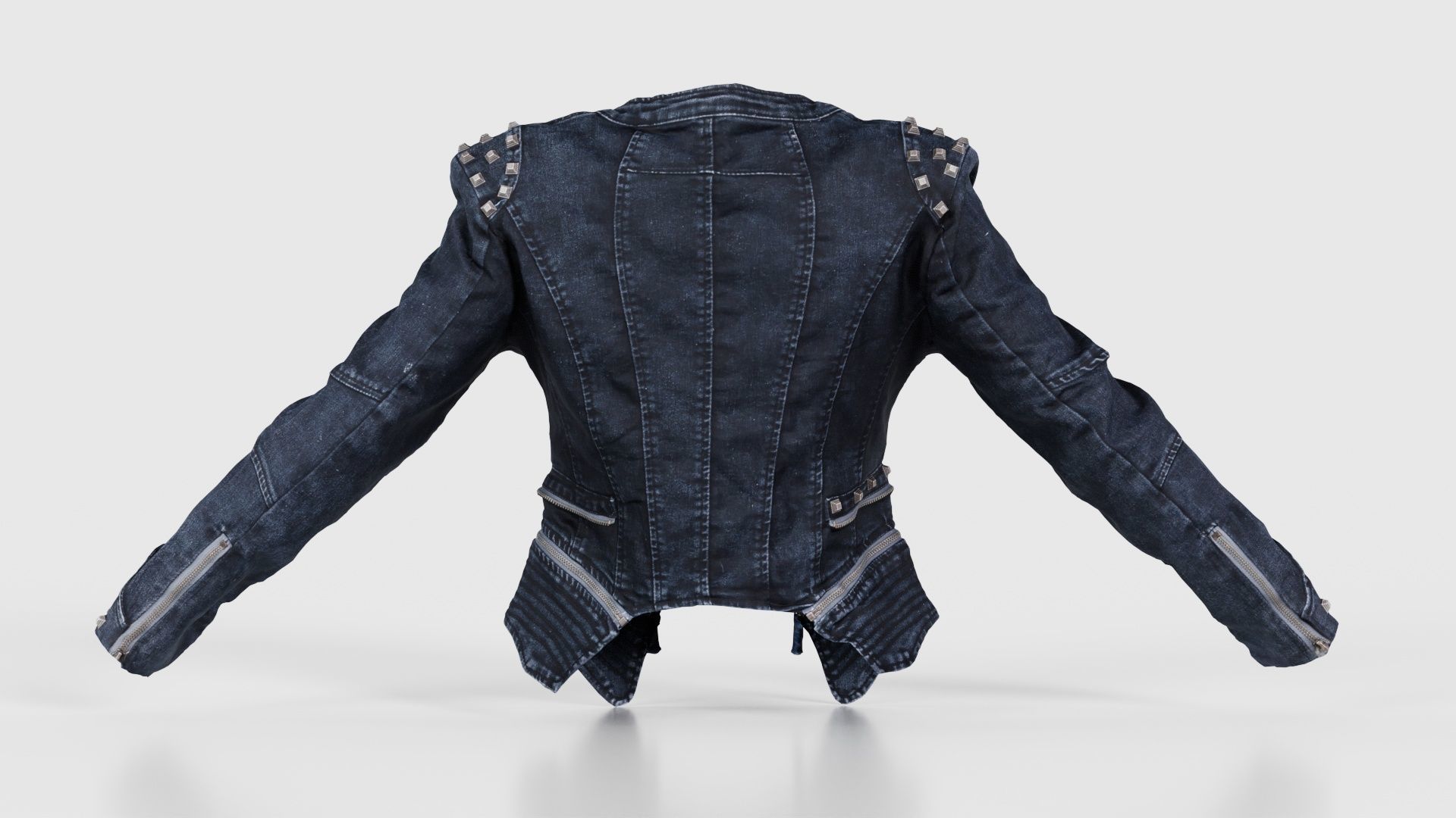 Spiky Jeans Jacket Low-poly 3D model_21