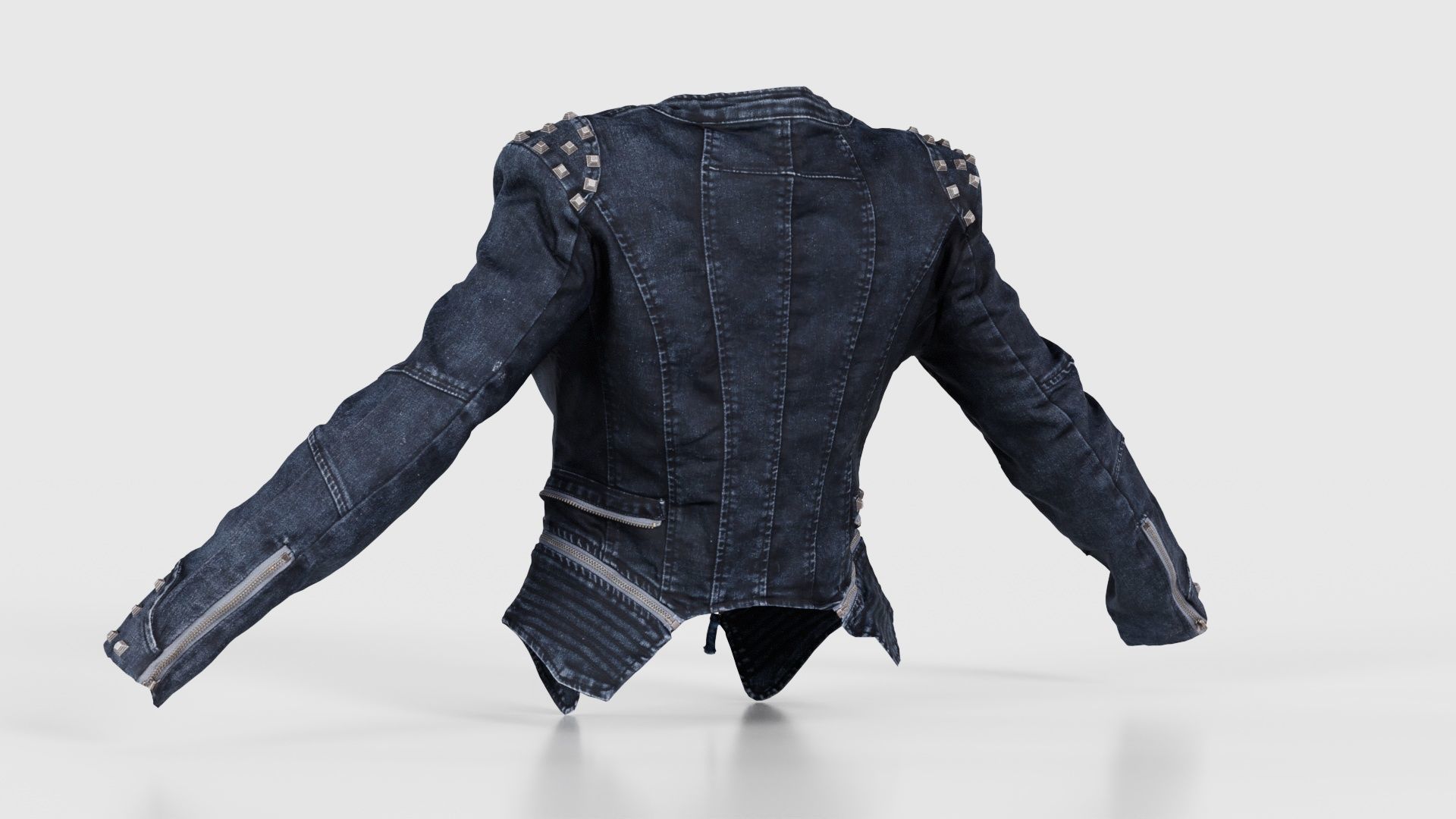 Spiky Jeans Jacket Low-poly 3D model_22