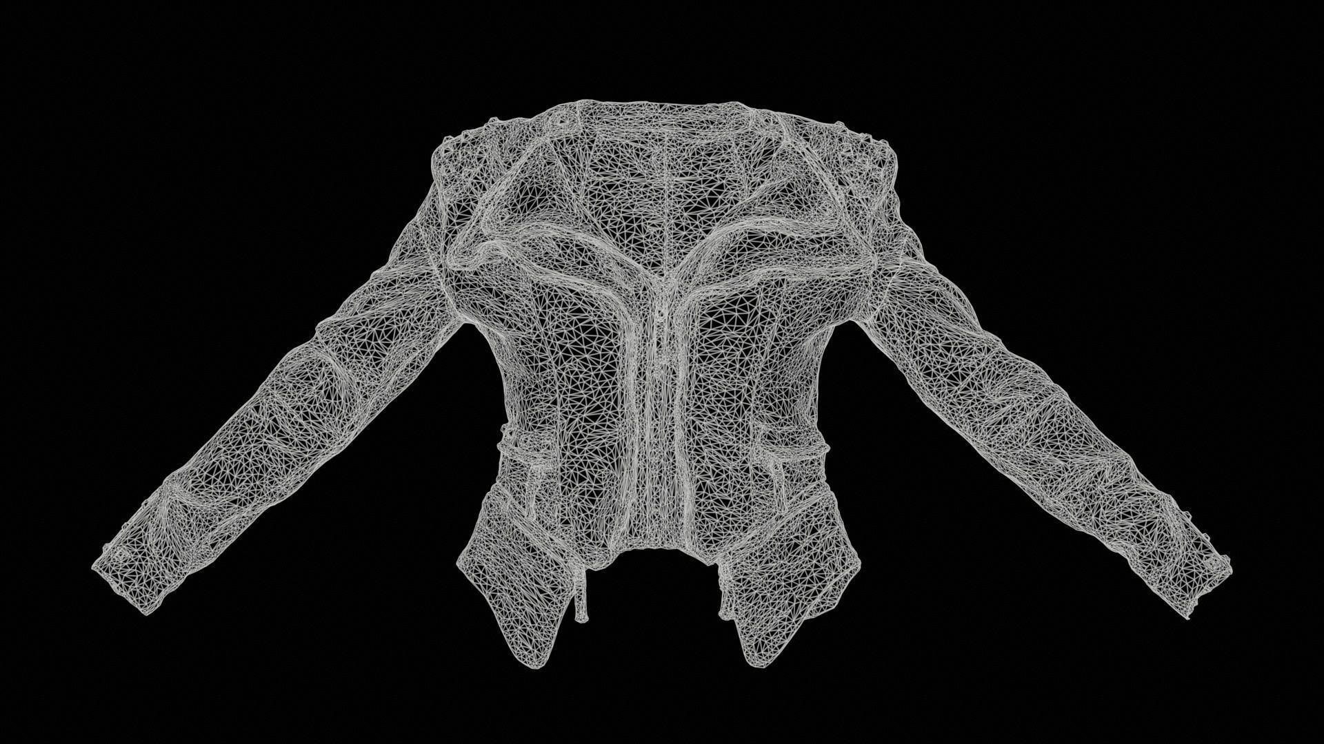 Spiky Jeans Jacket Low-poly 3D model_11