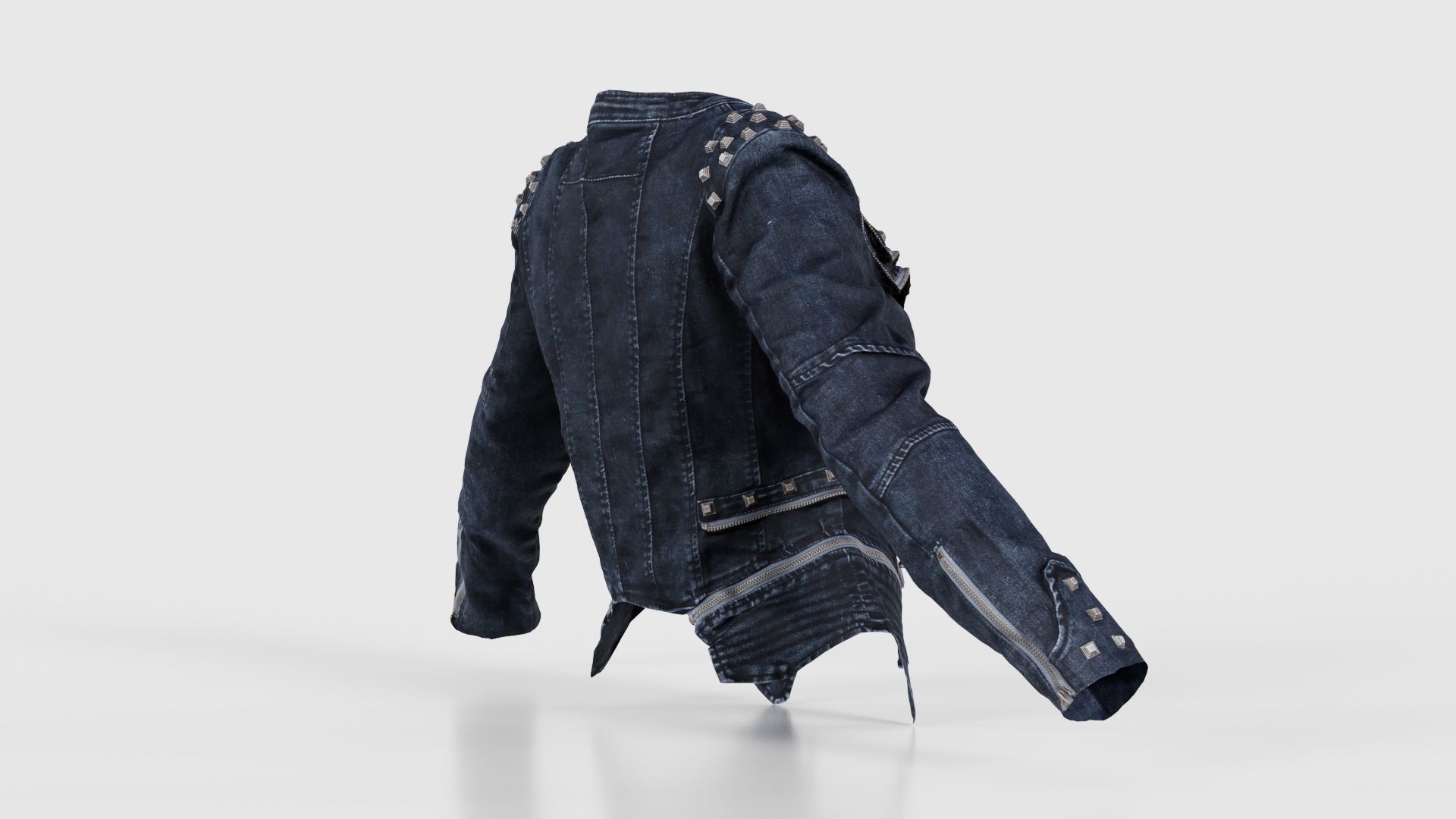 Spiky Jeans Jacket Low-poly 3D model_19