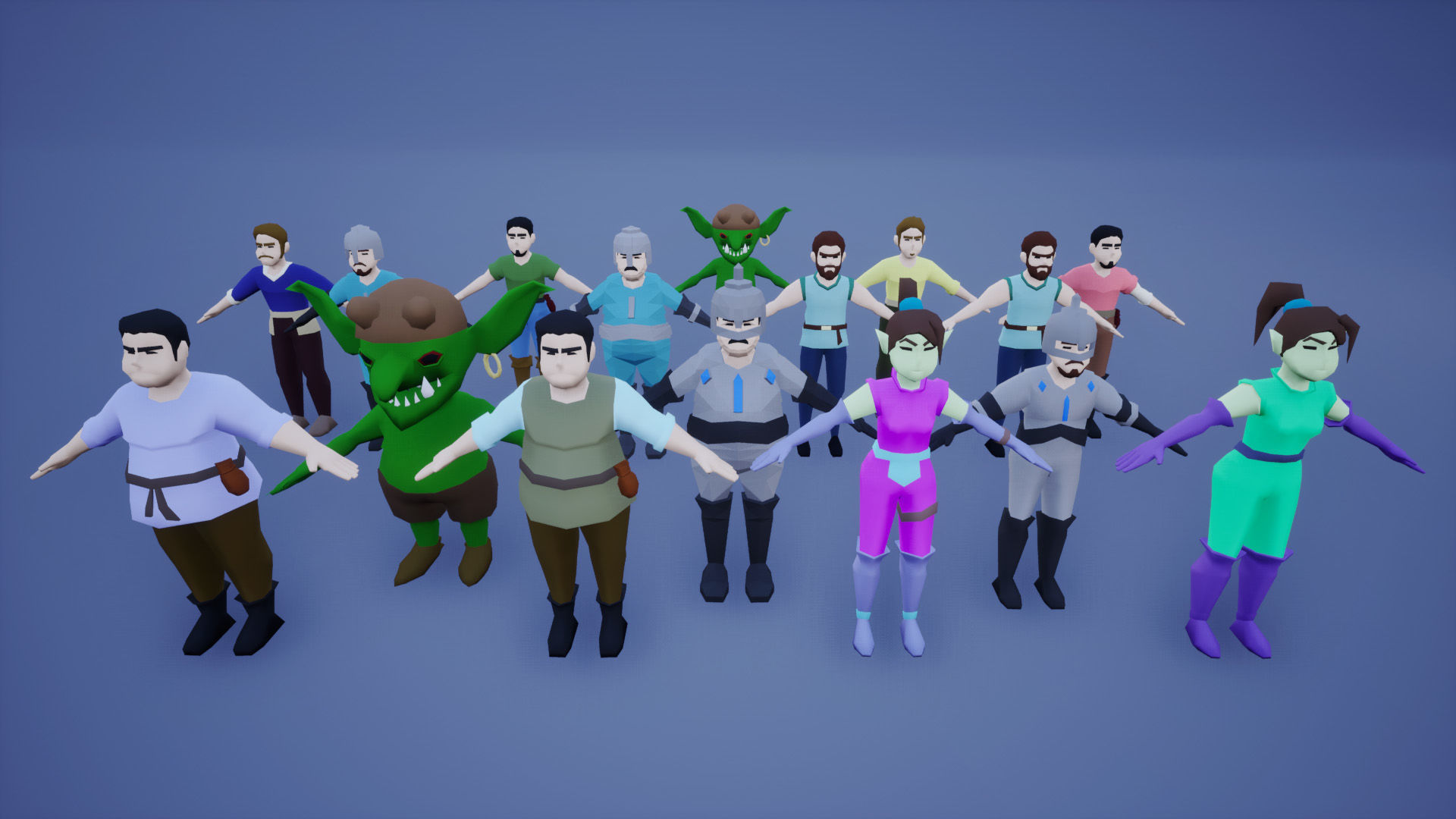Medieval Lowpoly Characters Low-poly 3D model_2