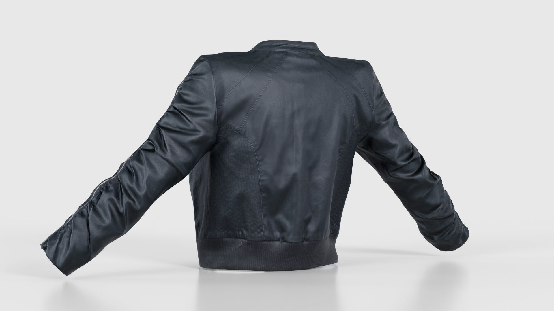 Tiny Black Leather Jacket Open Low-poly 3D model_22