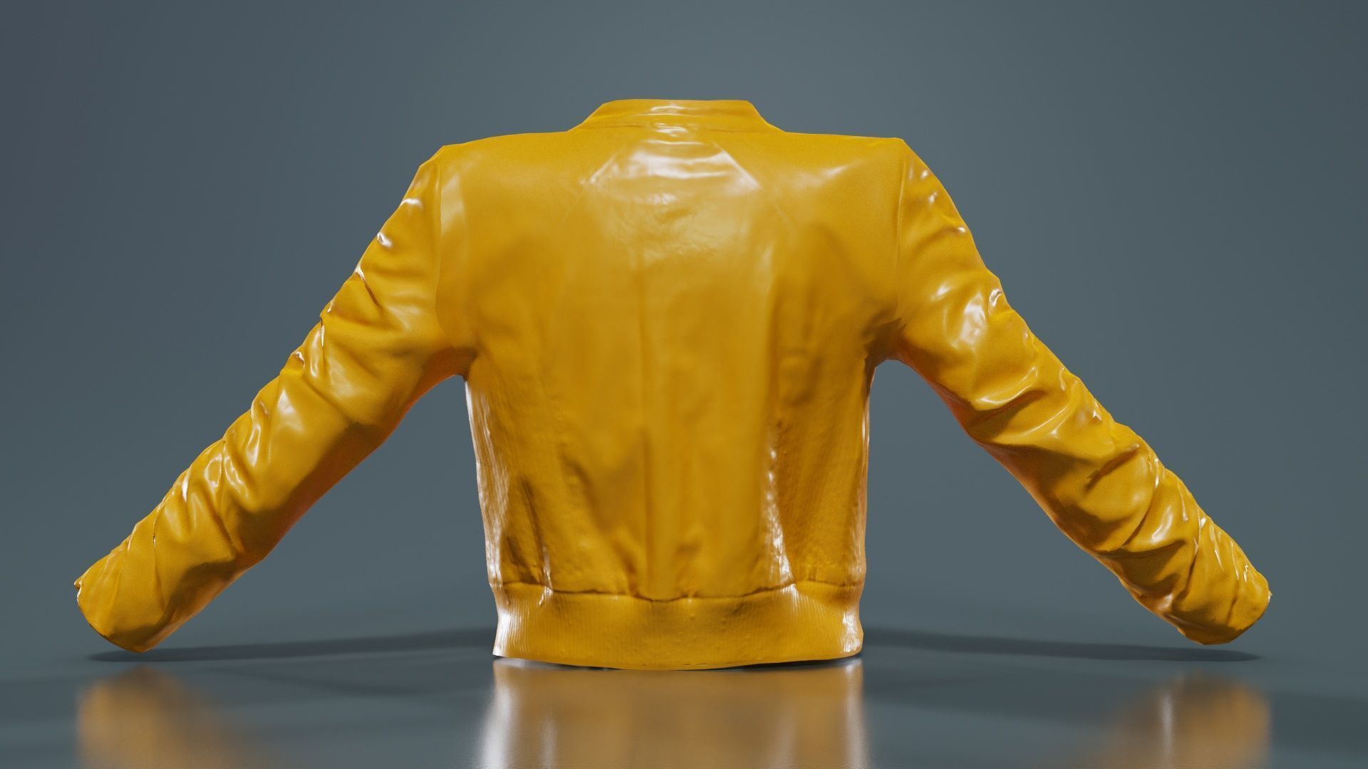 Tiny Black Leather Jacket Open Low-poly 3D model_13