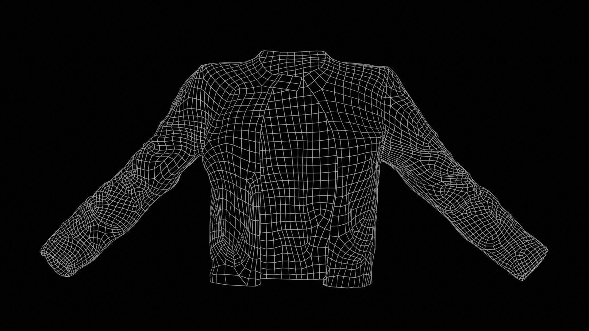 Tiny Black Leather Jacket Open Low-poly 3D model_11