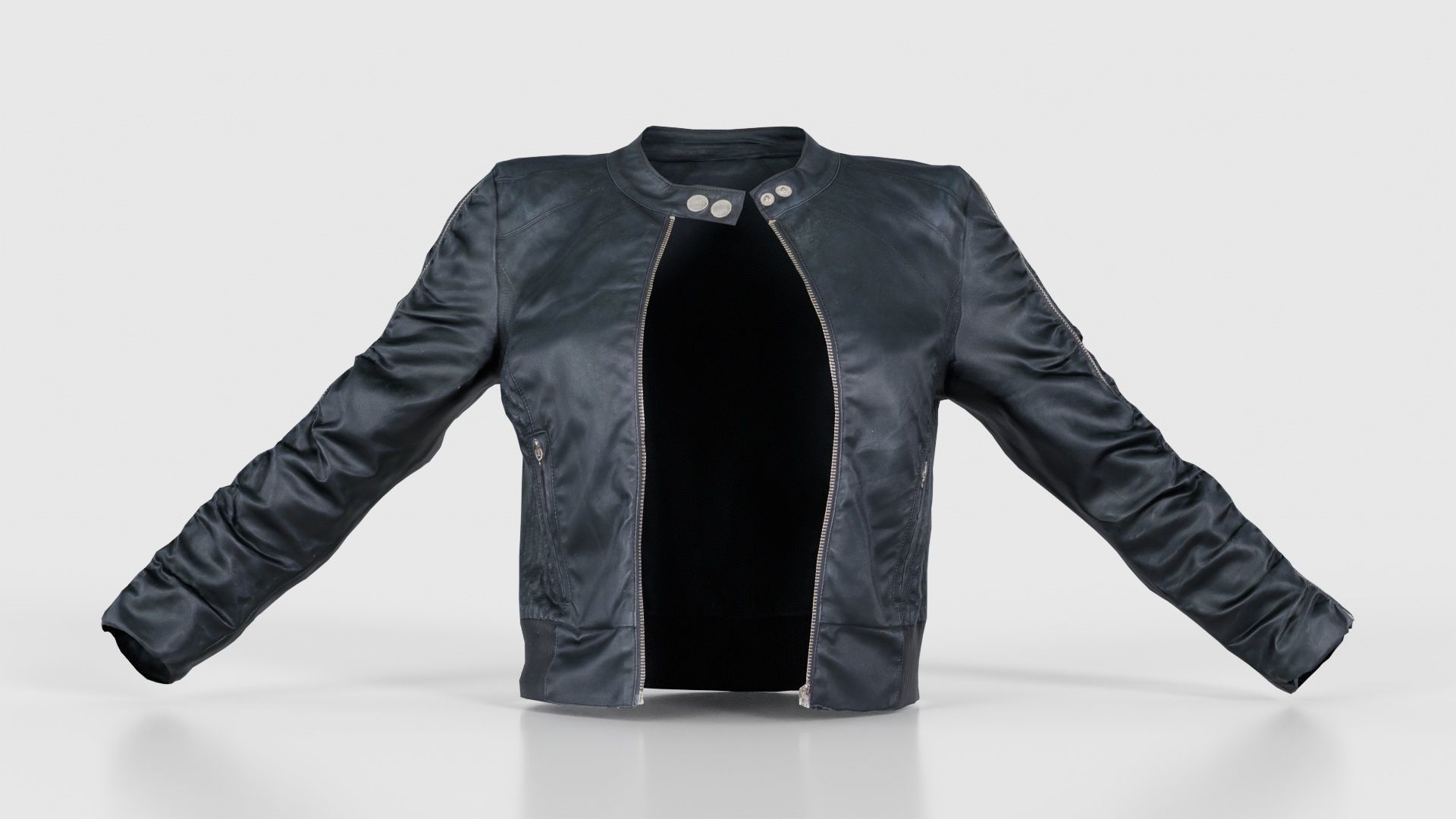 Tiny Black Leather Jacket Open Low-poly 3D model_15