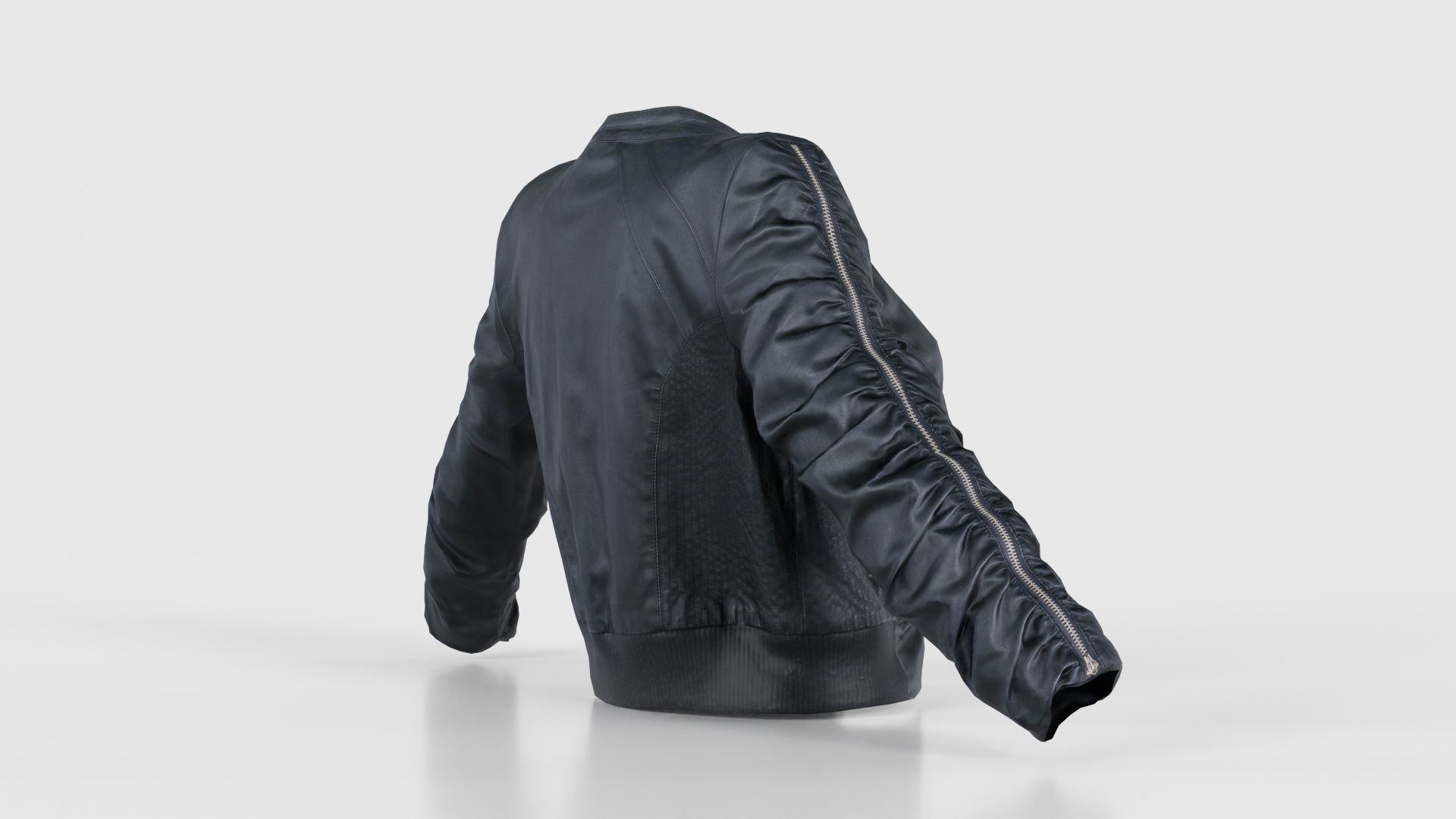 Tiny Black Leather Jacket Open Low-poly 3D model_19