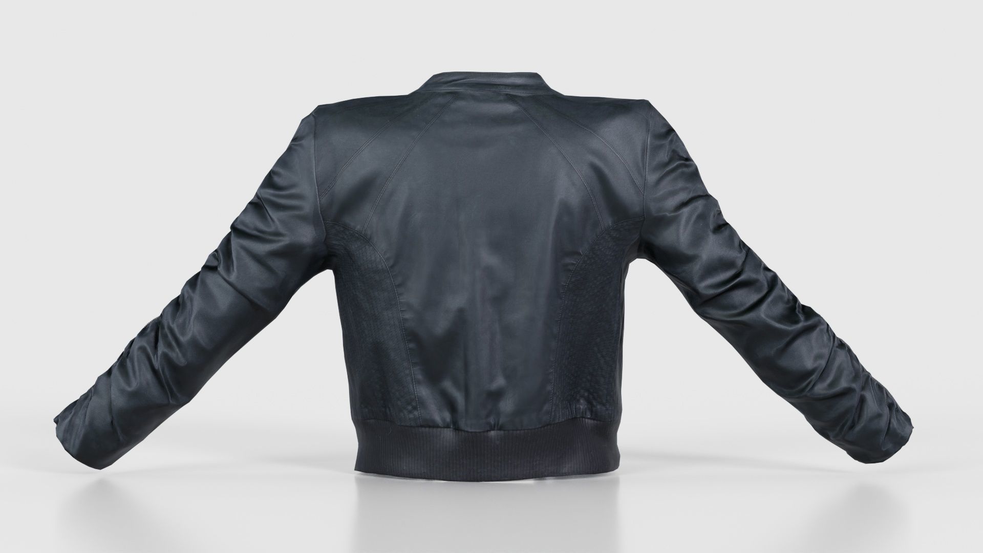 Tiny Black Leather Jacket Open Low-poly 3D model_21