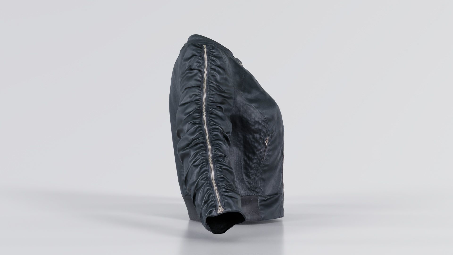 Tiny Black Leather Jacket Open Low-poly 3D model_5