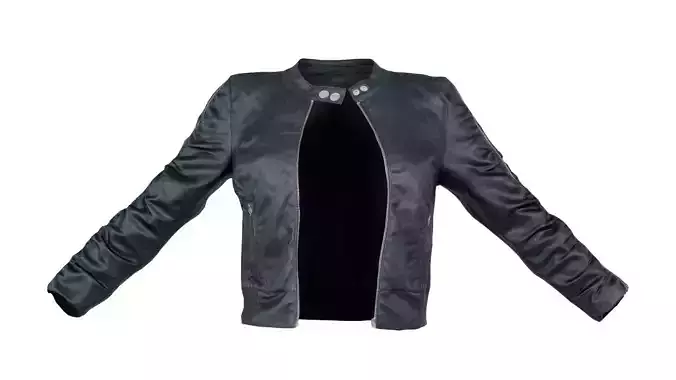Tiny Black Leather Jacket Open