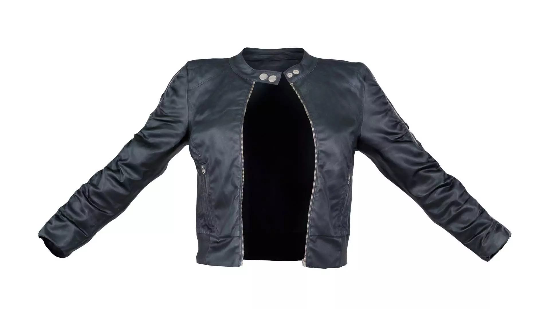 Tiny Black Leather Jacket Open Low-poly 3D model_0