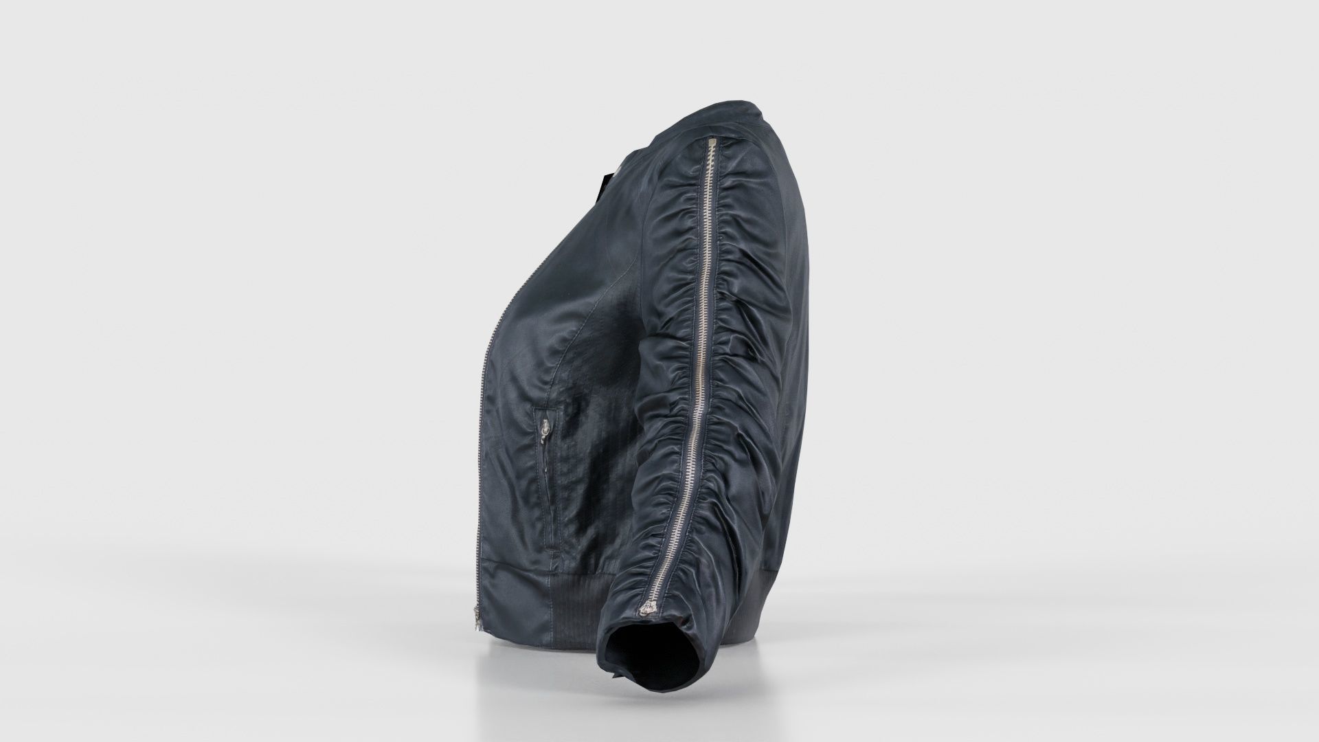 Tiny Black Leather Jacket Open Low-poly 3D model_24