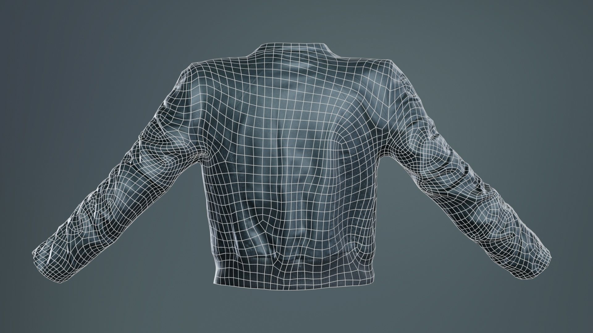 Tiny Black Leather Jacket Open Low-poly 3D model_10