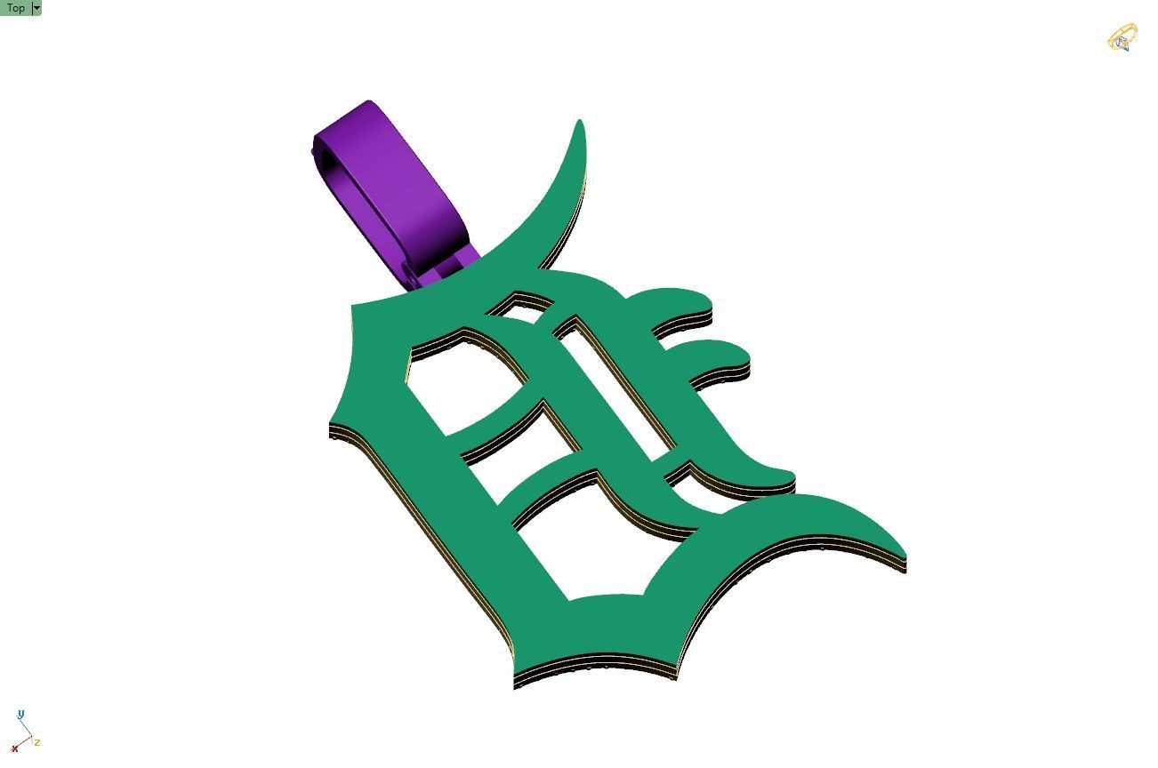 Custom Detroit Tigers Diamond Pendant - DTM Base Ball Team 3D print model_12