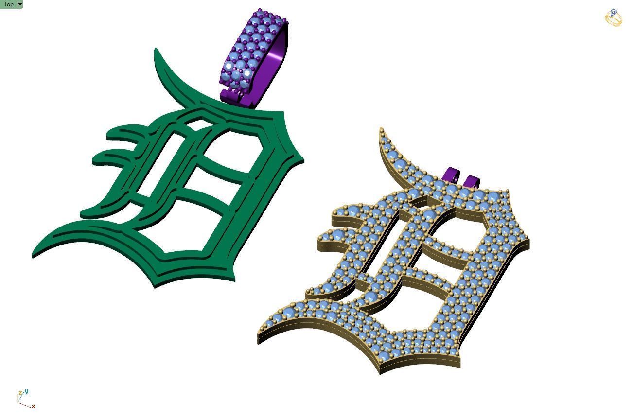 Custom Detroit Tigers Diamond Pendant - DTM Base Ball Team 3D print model_9