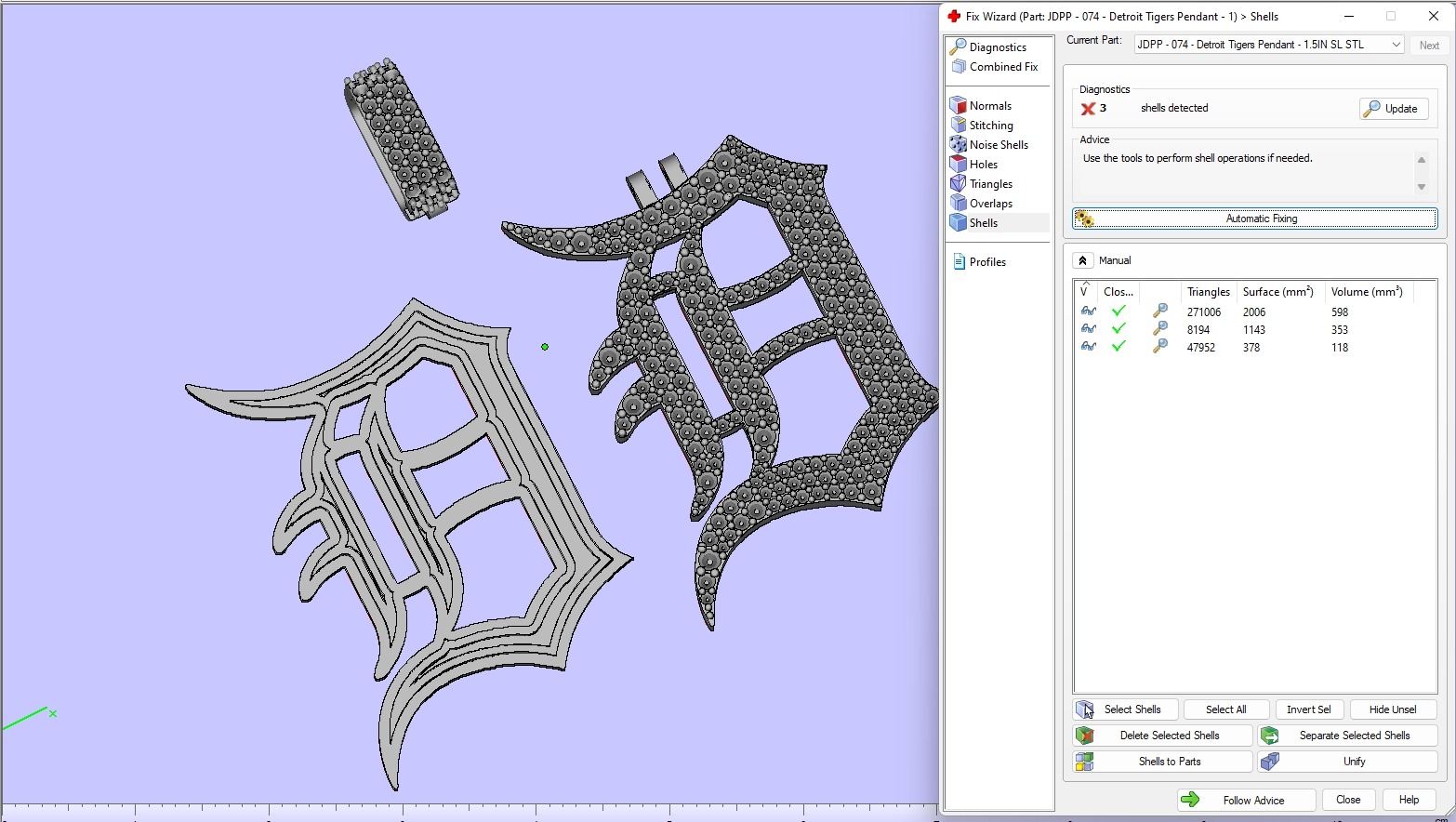 Custom Detroit Tigers Diamond Pendant - DTM Base Ball Team 3D print model_17