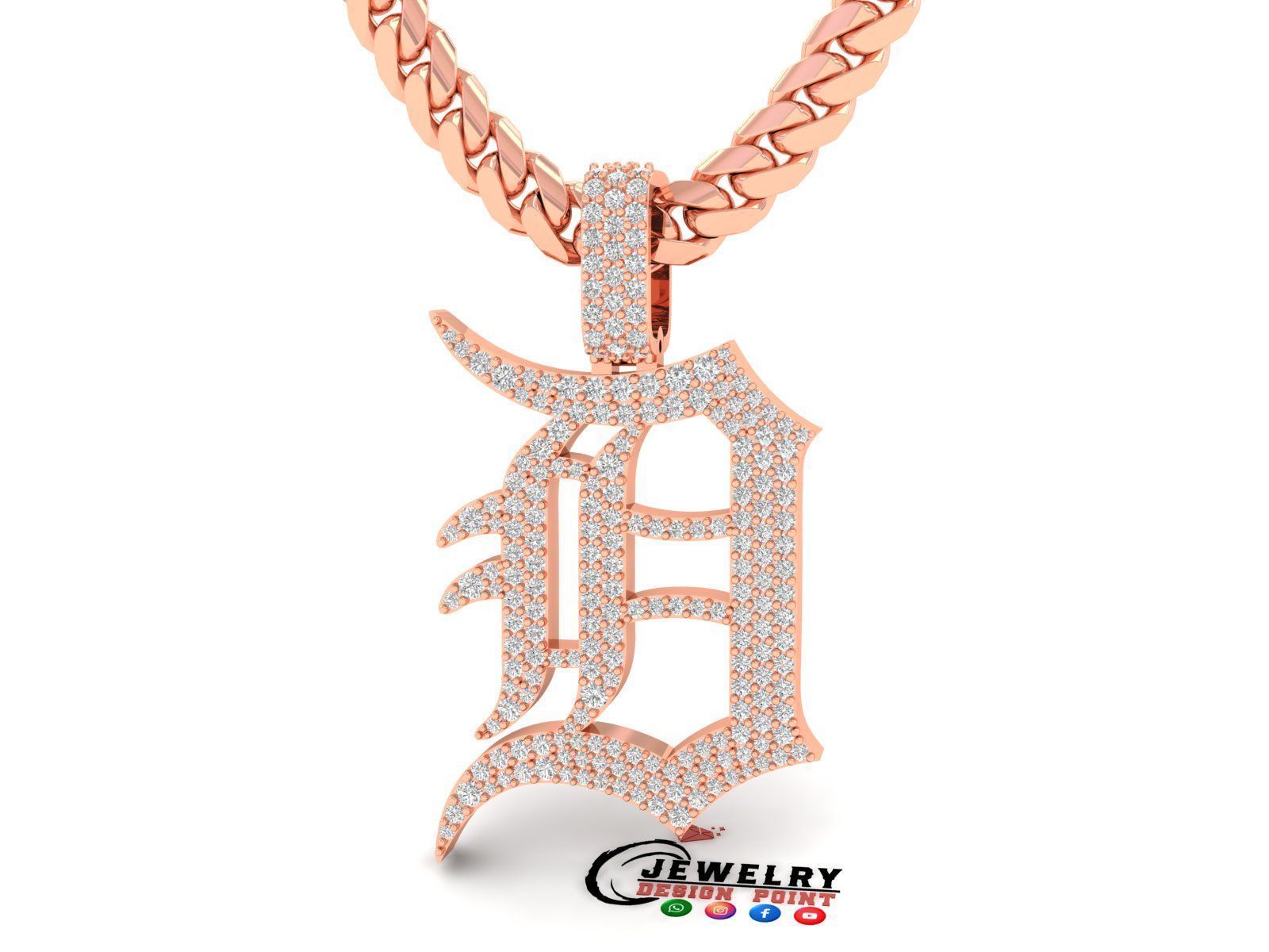 Custom Detroit Tigers Diamond Pendant - DTM Base Ball Team 3D print model_2