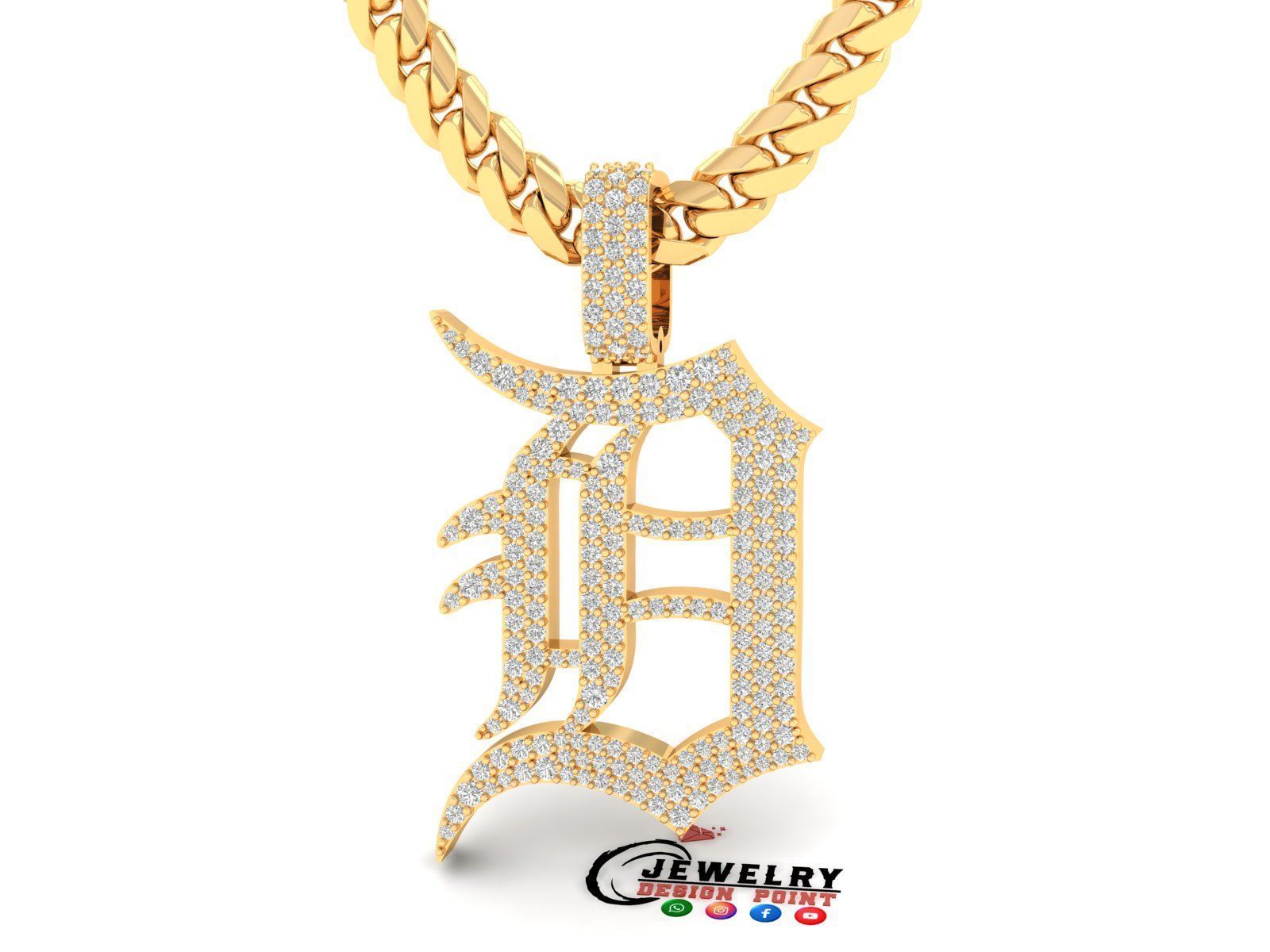 Custom Detroit Tigers Diamond Pendant - DTM Base Ball Team 3D print model_3
