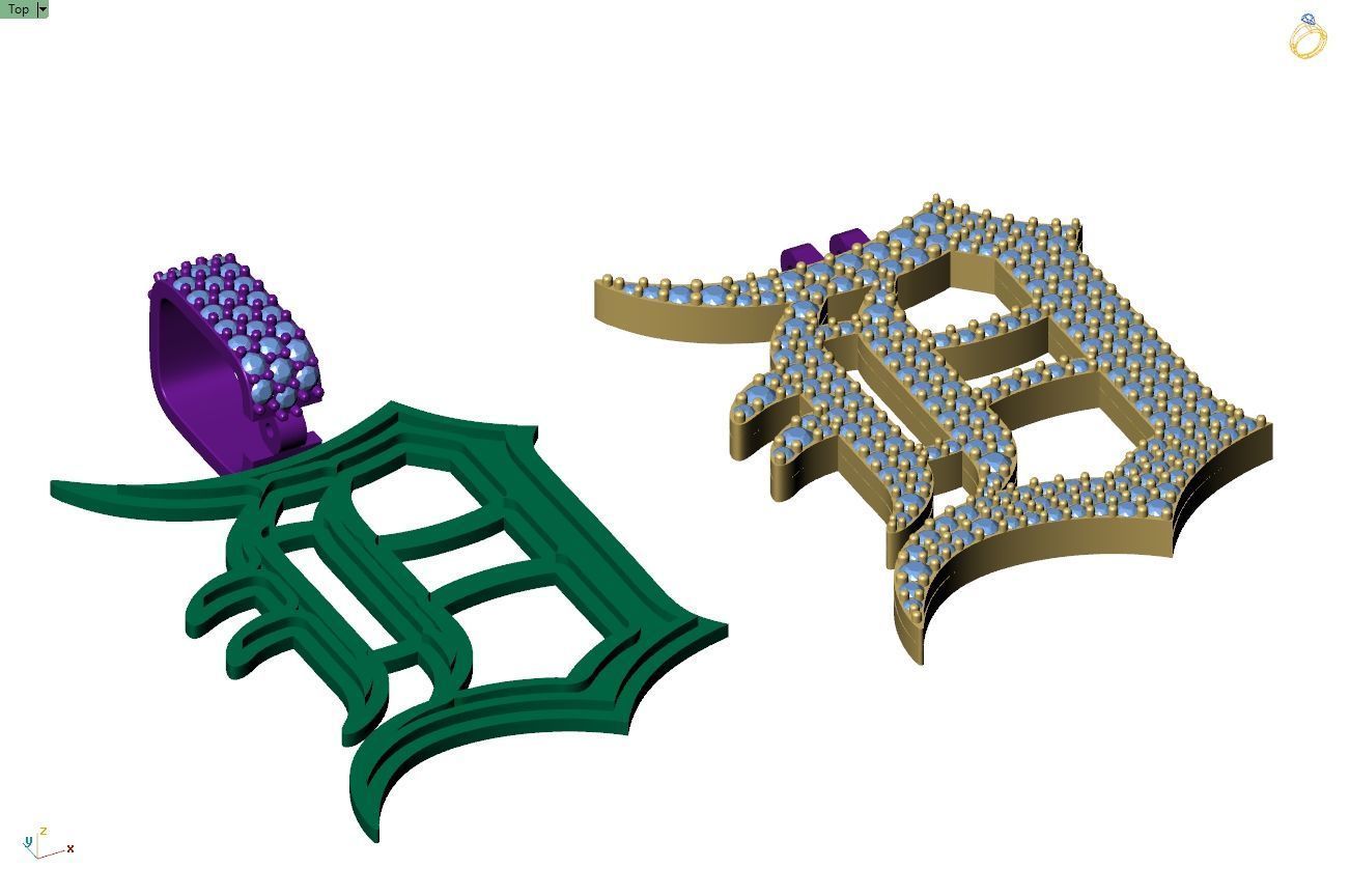 Custom Detroit Tigers Diamond Pendant - DTM Base Ball Team 3D print model_10