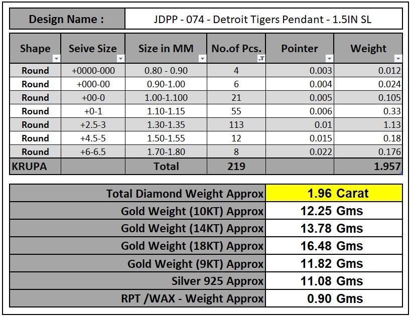 Custom Detroit Tigers Diamond Pendant - DTM Base Ball Team 3D print model_16