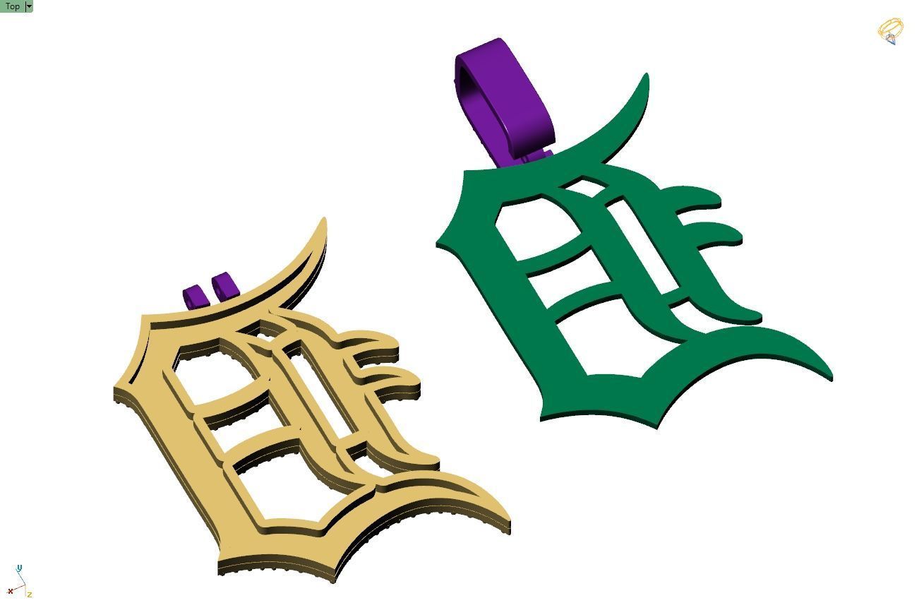 Custom Detroit Tigers Diamond Pendant - DTM Base Ball Team 3D print model_11