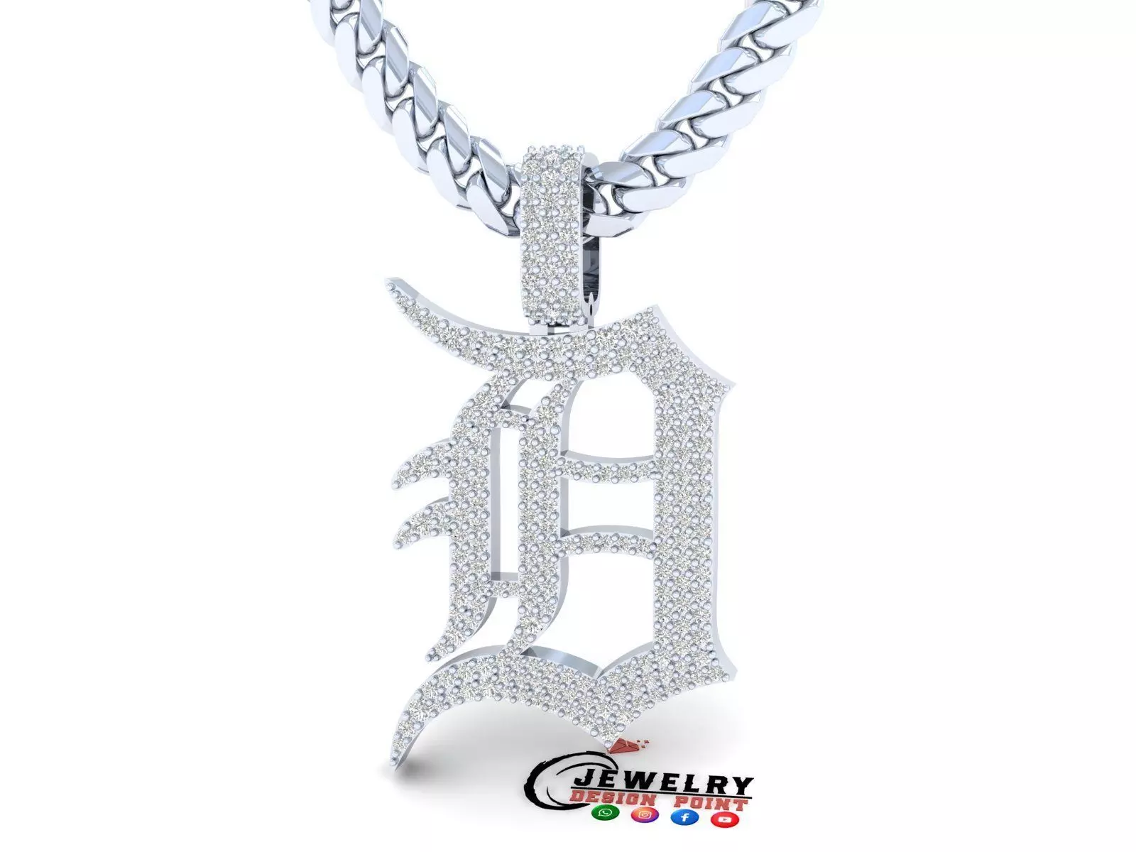 Custom Detroit Tigers Diamond Pendant - DTM Base Ball Team 3D print model_0