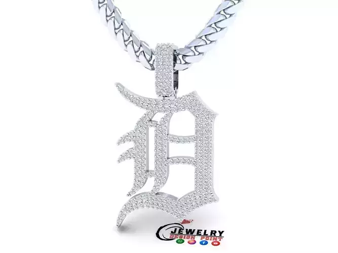 Custom Detroit Tigers Diamond Pendant - DTM Base Ball Team