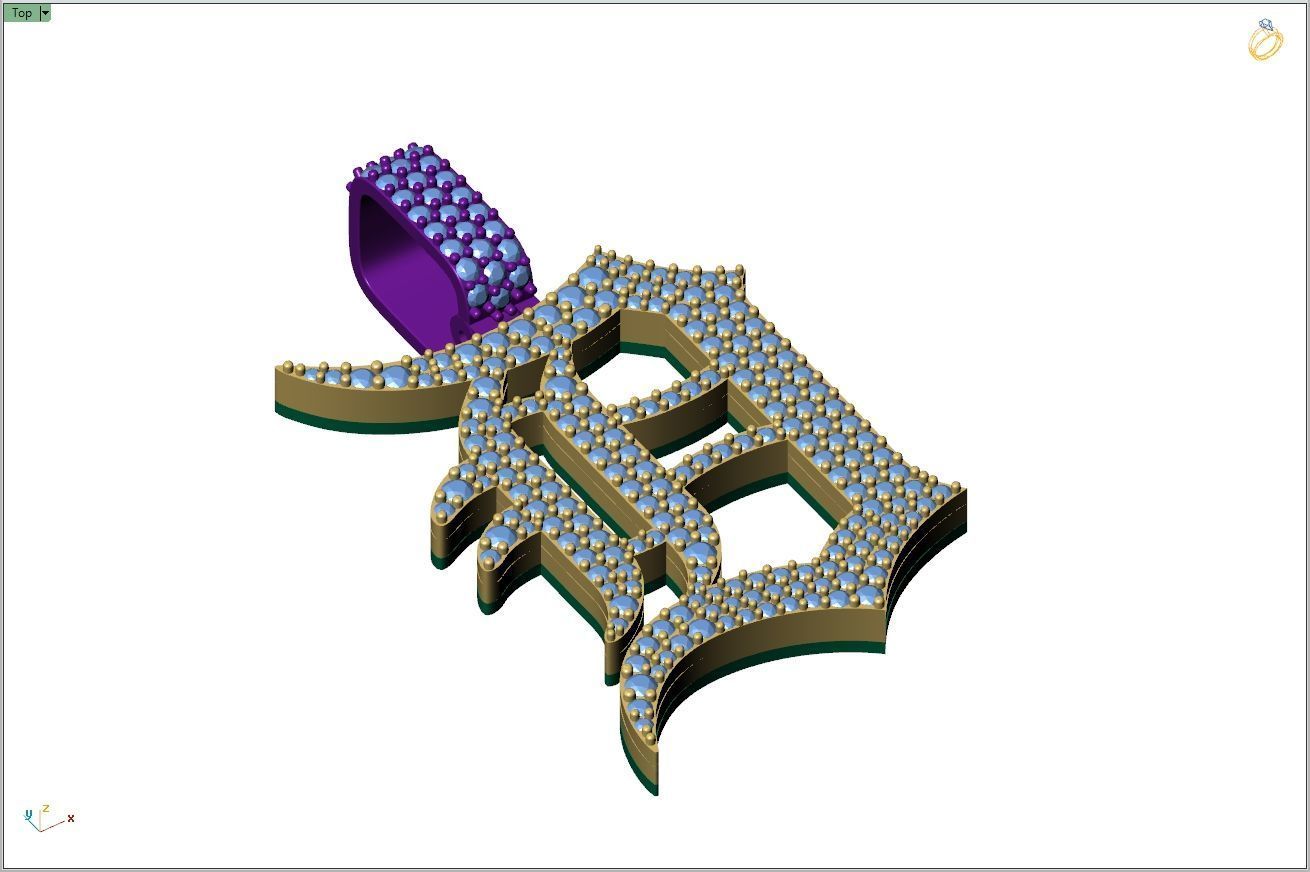 Custom Detroit Tigers Diamond Pendant - DTM Base Ball Team 3D print model_7