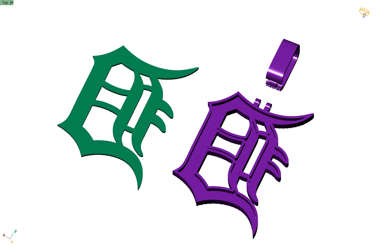 Custom Detroit Tigers Diamond Pendant - DTM Base Ball Team 3D print model_12