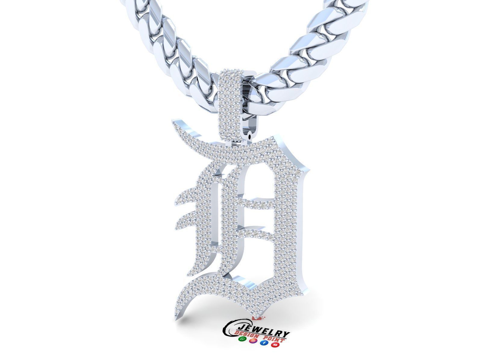 Custom Detroit Tigers Diamond Pendant - DTM Base Ball Team 3D print model_3