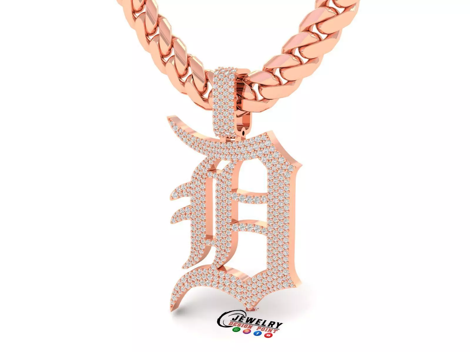 Custom Detroit Tigers Diamond Pendant - DTM Base Ball Team 3D print model_0
