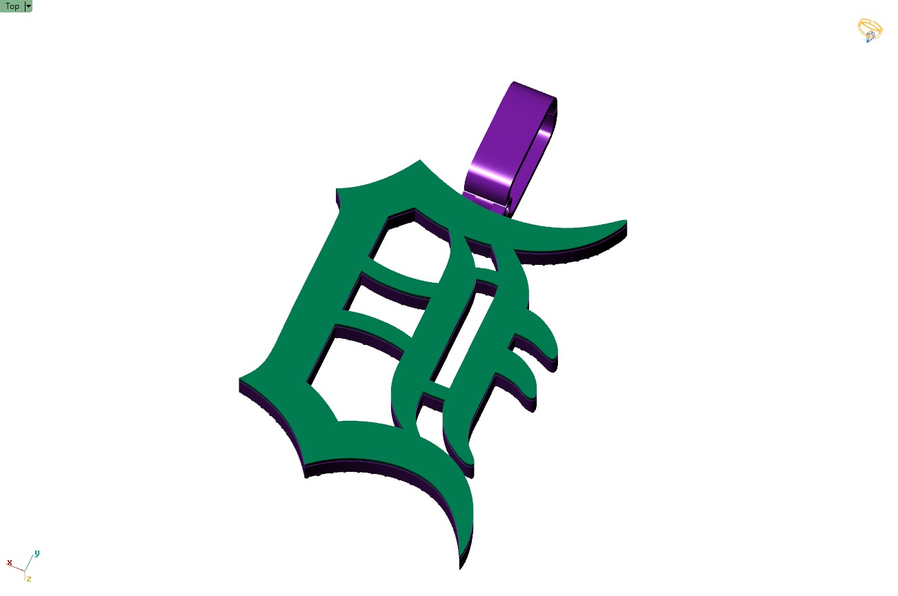 Custom Detroit Tigers Diamond Pendant - DTM Base Ball Team 3D print model_10