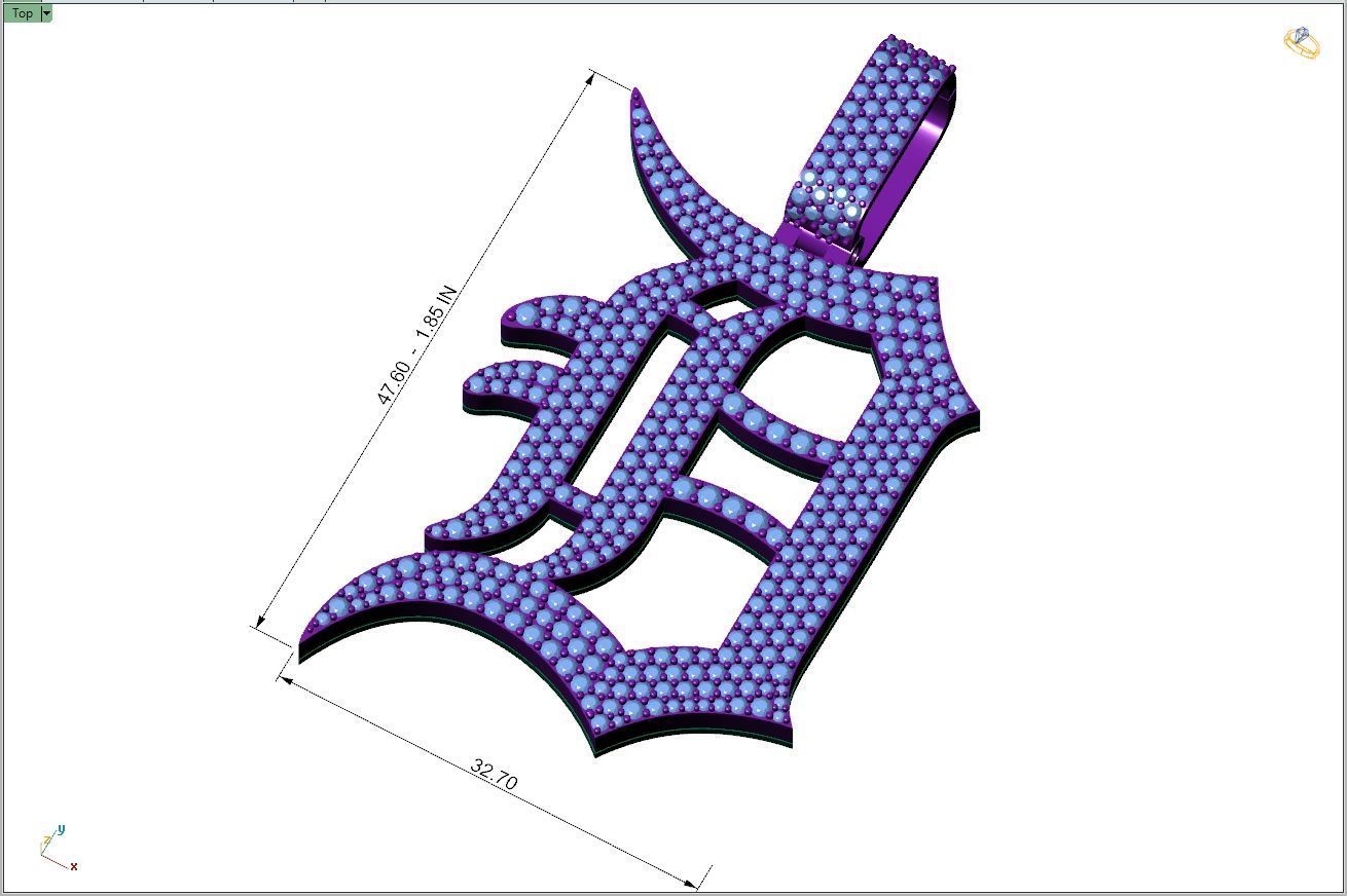 Custom Detroit Tigers Diamond Pendant - DTM Base Ball Team 3D print model_4