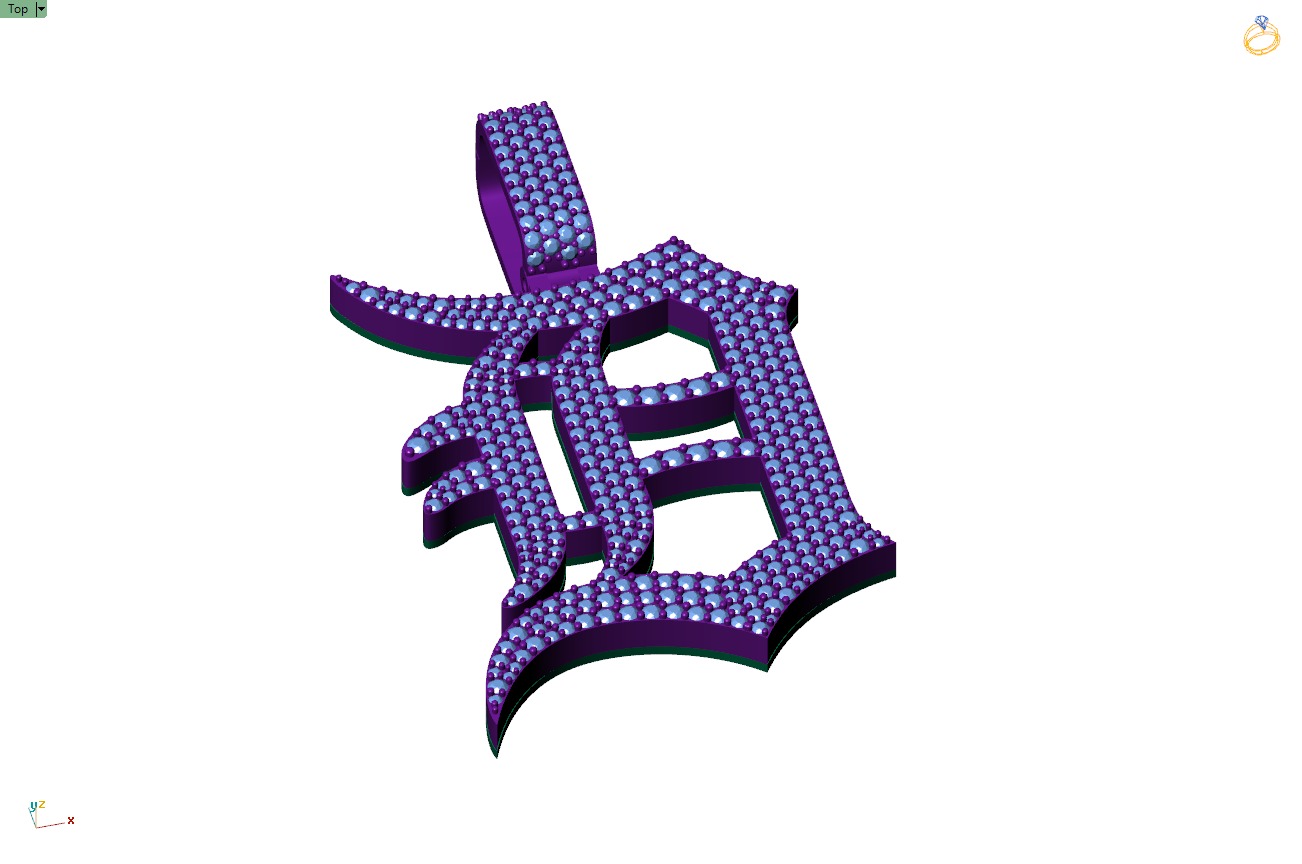 Custom Detroit Tigers Diamond Pendant - DTM Base Ball Team 3D print model_8