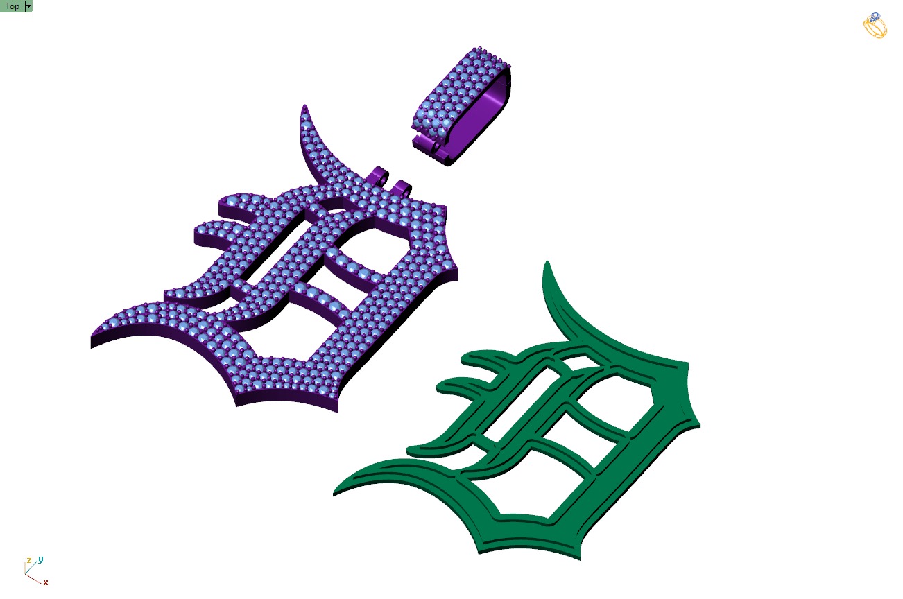 Custom Detroit Tigers Diamond Pendant - DTM Base Ball Team 3D print model_11