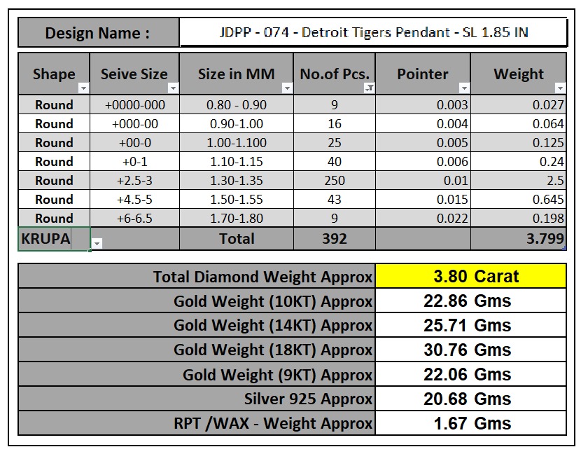 Custom Detroit Tigers Diamond Pendant - DTM Base Ball Team 3D print model_17