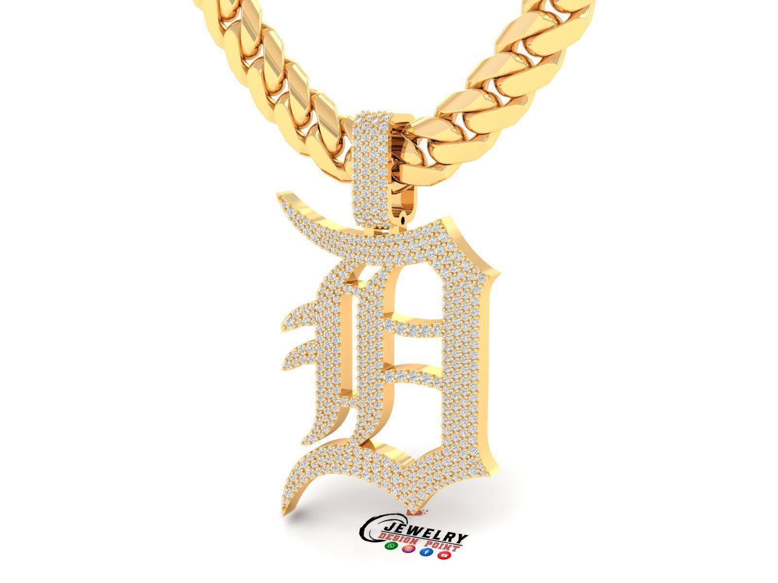 Custom Detroit Tigers Diamond Pendant - DTM Base Ball Team 3D print model_2
