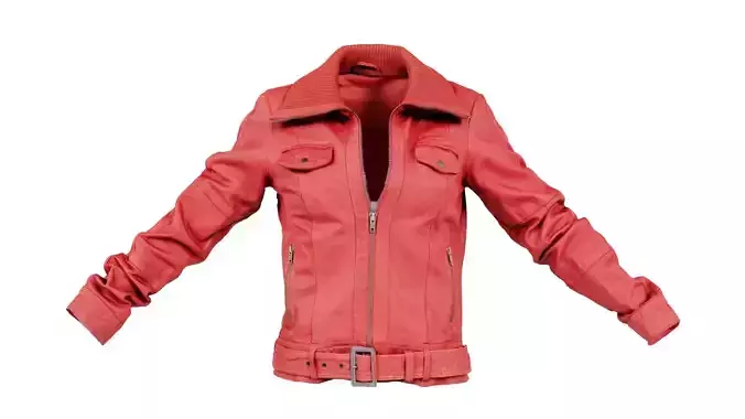 Wool Collar Leather Jacket Low-poly 3D model