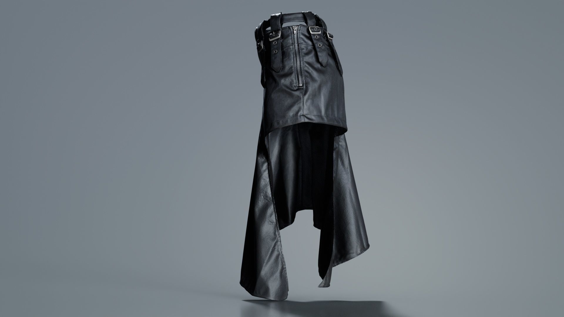 Asymmetric Belts Skirt Low-poly 3D model_7