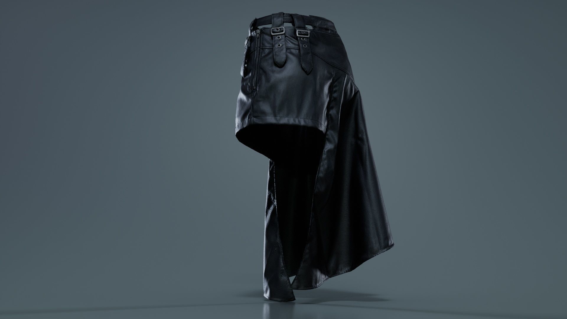 Asymmetric Belts Skirt Low-poly 3D model_2