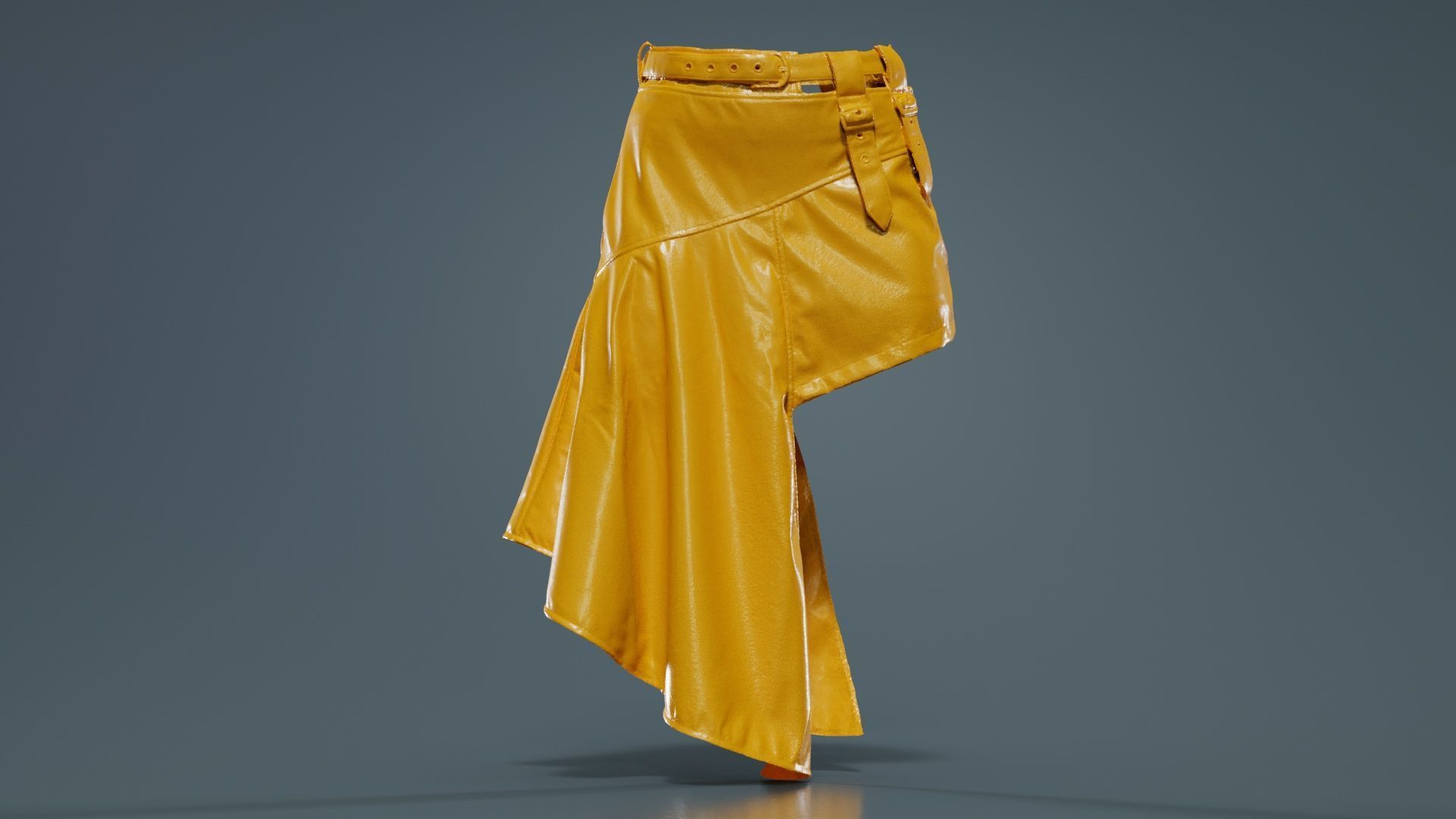 Asymmetric Belts Skirt Low-poly 3D model_12