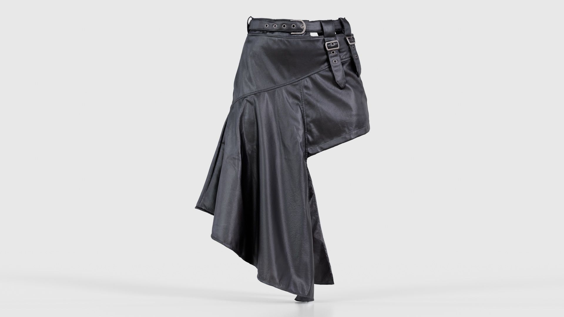 Asymmetric Belts Skirt Low-poly 3D model_15