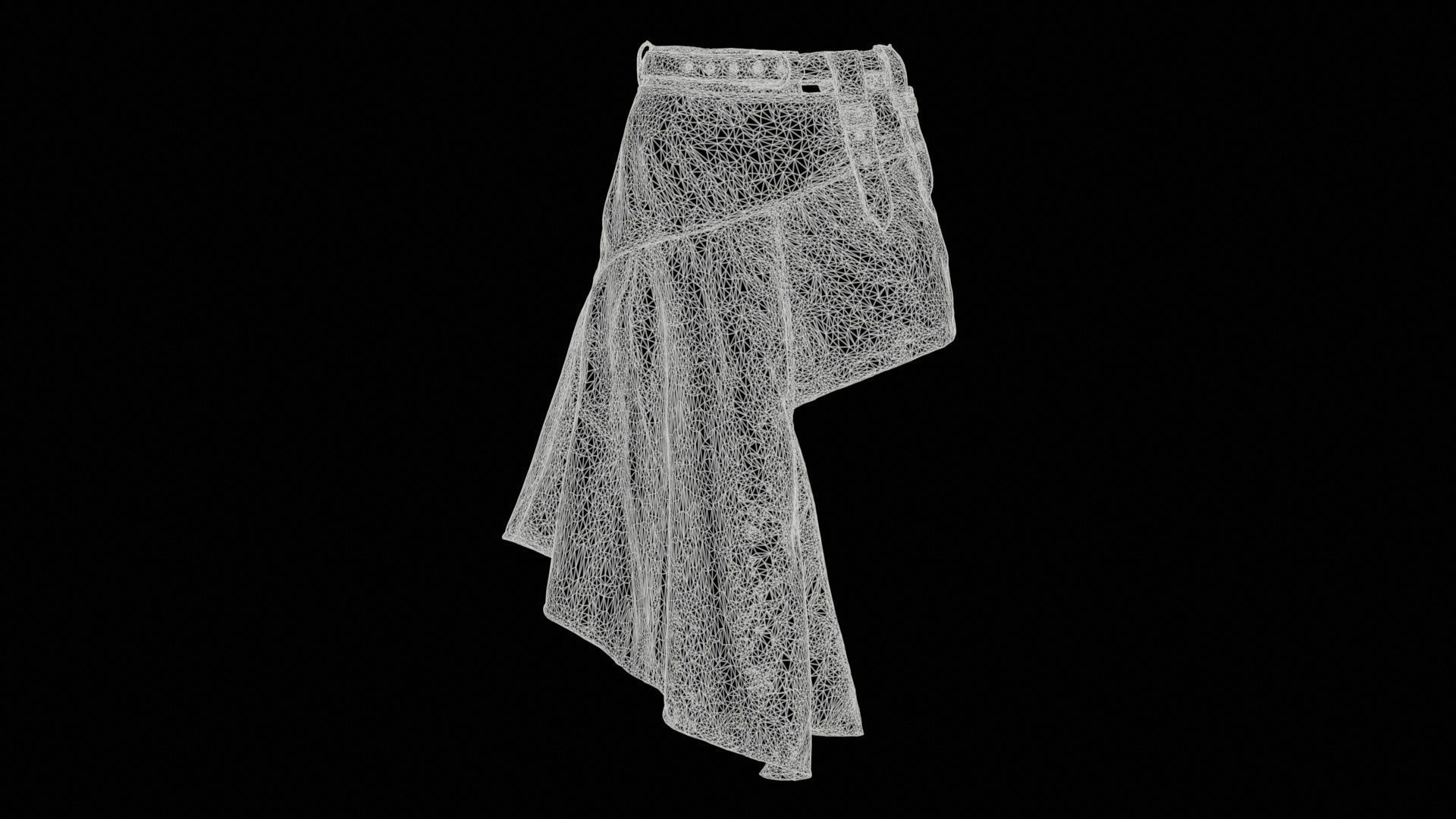 Asymmetric Belts Skirt Low-poly 3D model_11