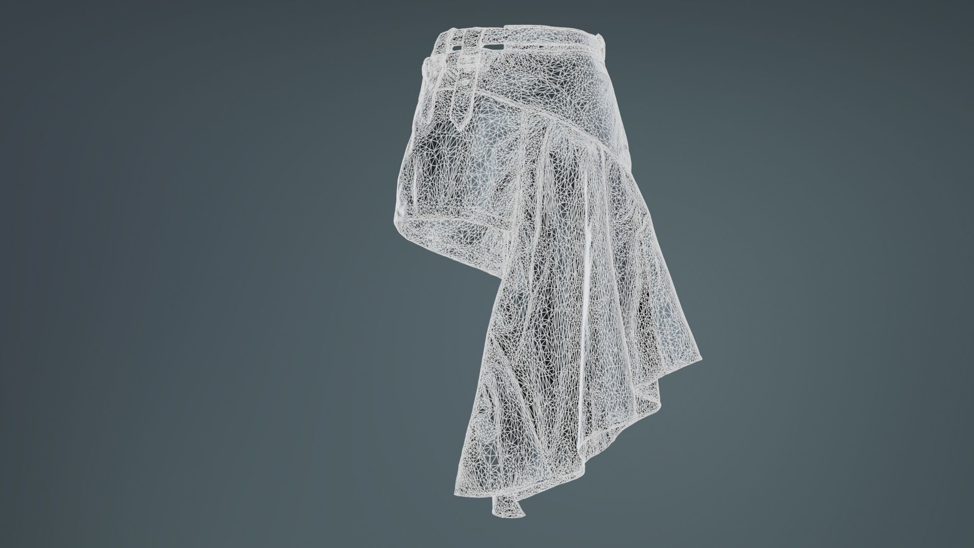 Asymmetric Belts Skirt Low-poly 3D model_10