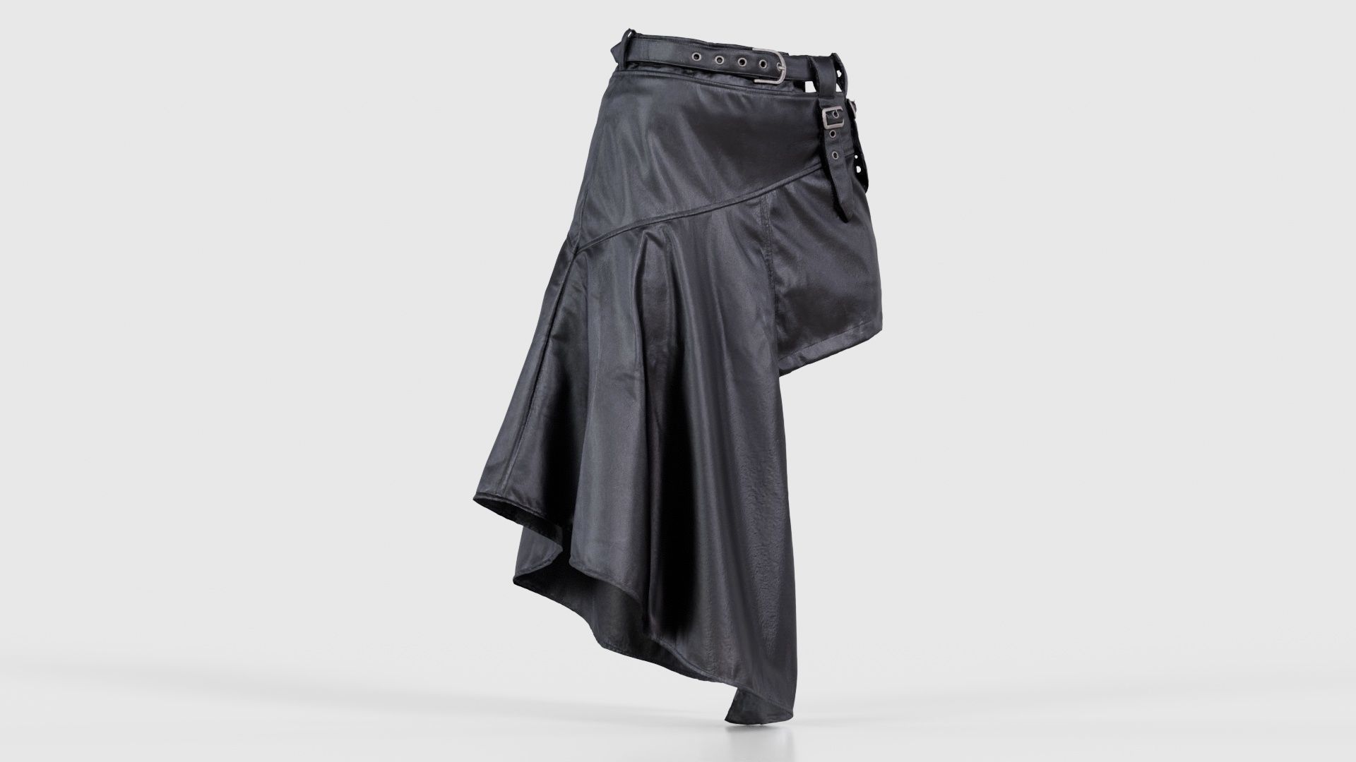 Asymmetric Belts Skirt Low-poly 3D model_16